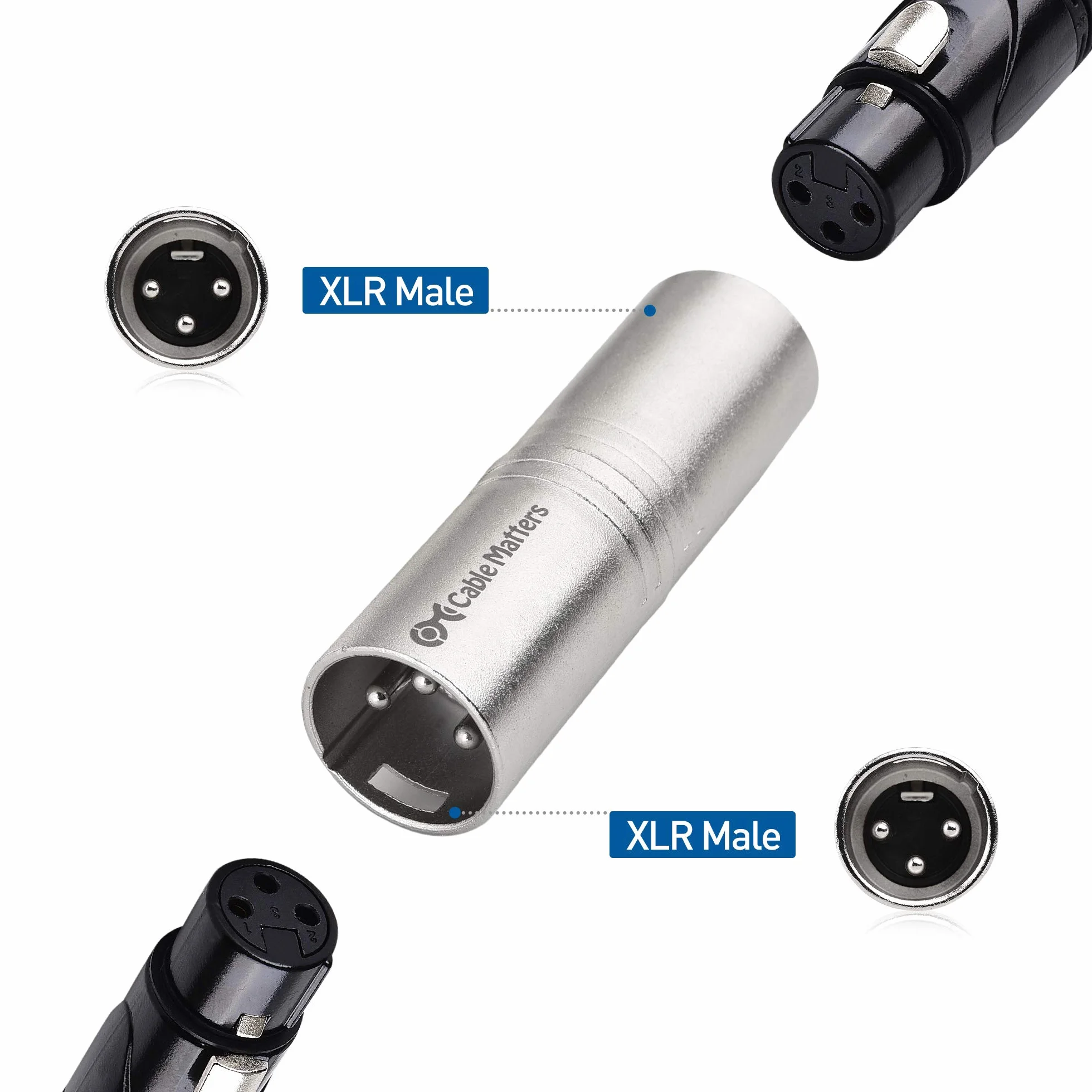 Cable Matters 2-pak XLR na XLR adapter zmieniający płeć - męski na męski