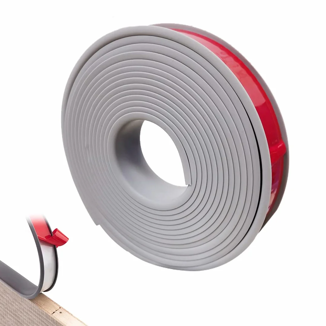 Samoprzylepna taśma w kształcie litery U, do krawędzi mebli, 16 mm x 3 m, elastyczna, z termoplastycznego elastomeru, ochrona krawędzi szafy, sufitu, blatu, listwy wykończeniowe – szara