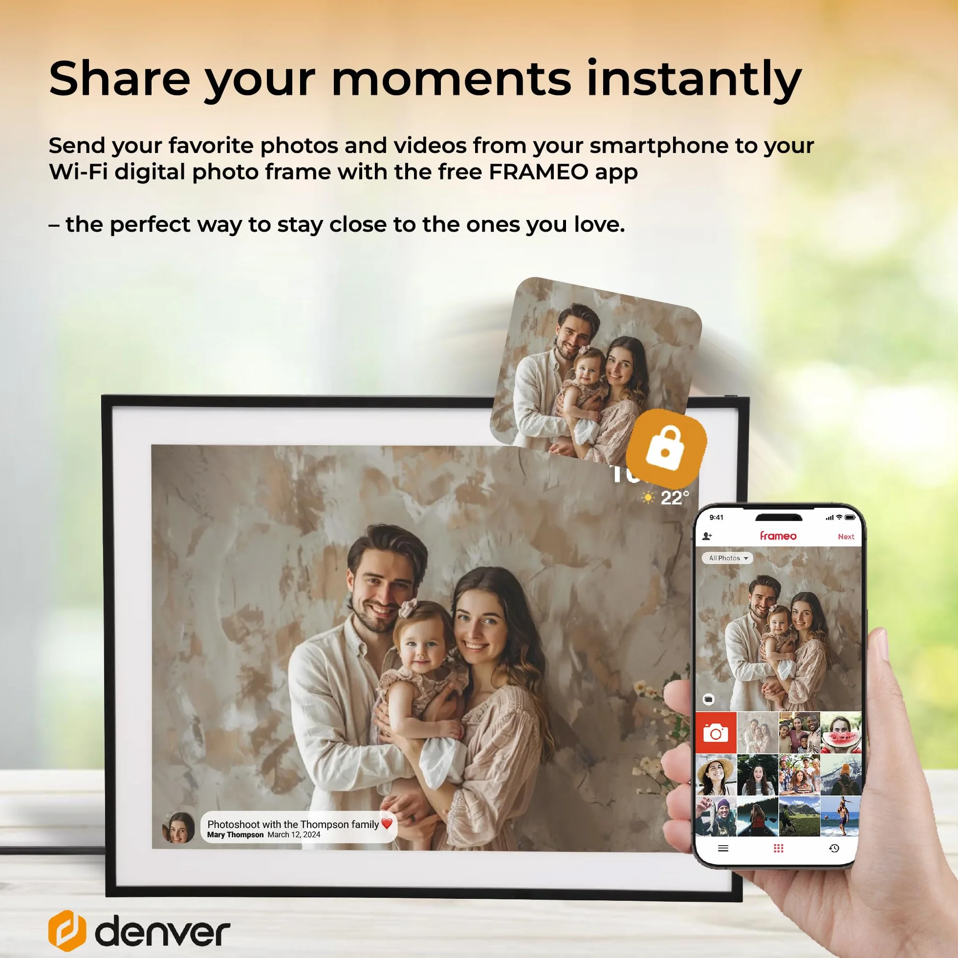 Denver PFF-1970 Cyfrowa ramka na zdjęcia Wi-Fi Full HD IPS 32 GB czarna