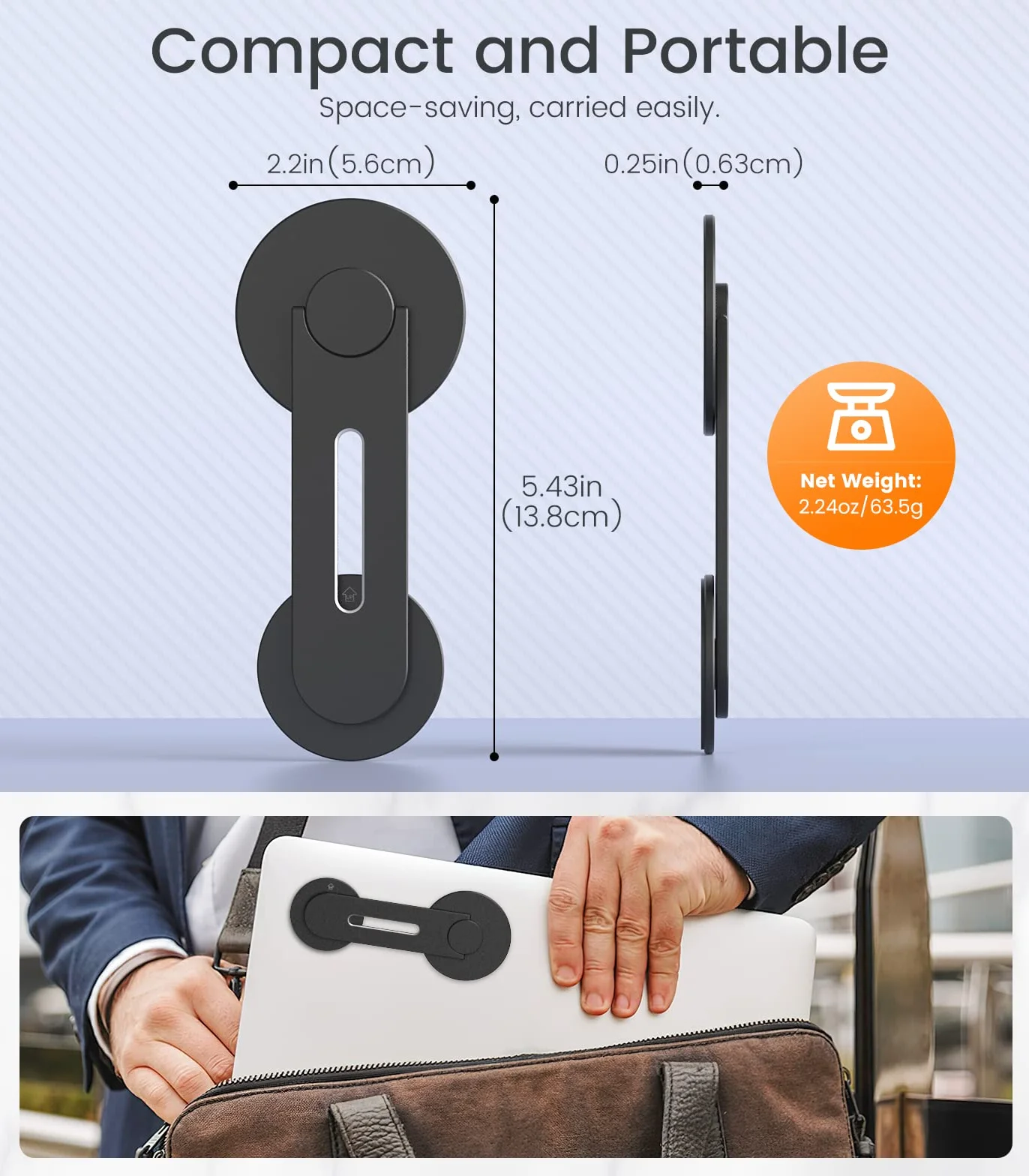 MoKo Magnetic Laptop Phone Holder, 180° Adjustable Continuity Camera Mount for iOS 16/macOS 13 Ventura, Fits iPhone 14/13/12 Series, Slim Computer Expansion Bracket Stand for Smartphone, Black
