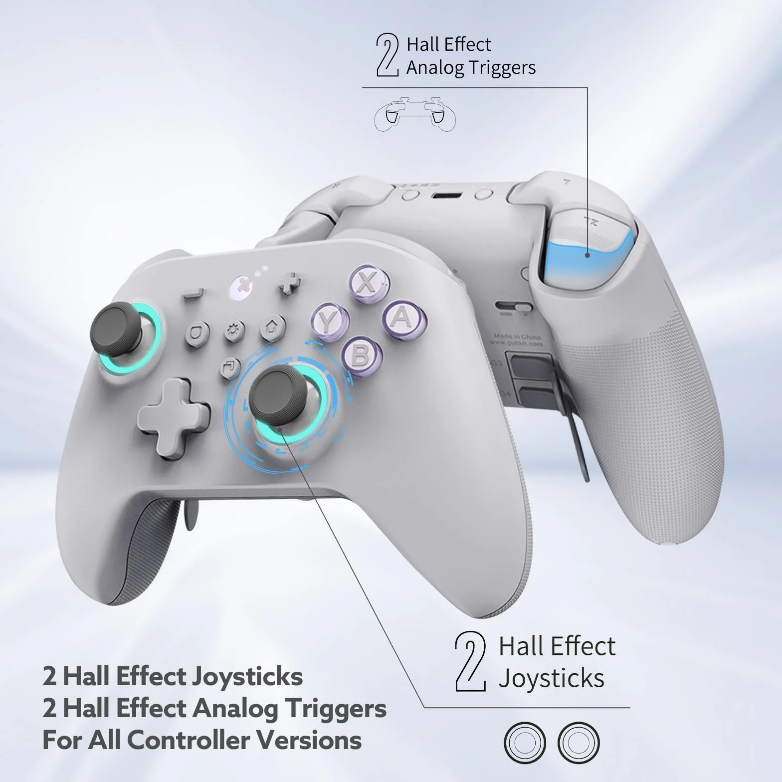 GULIkit KK3 MAX kontroler Bluetooth RGB światło magnetyczny silnik wibracyjny joysticki Hall wyzwalacz 1000 Hz 4 przyciski PC Switch Steam Android iOS MacOS