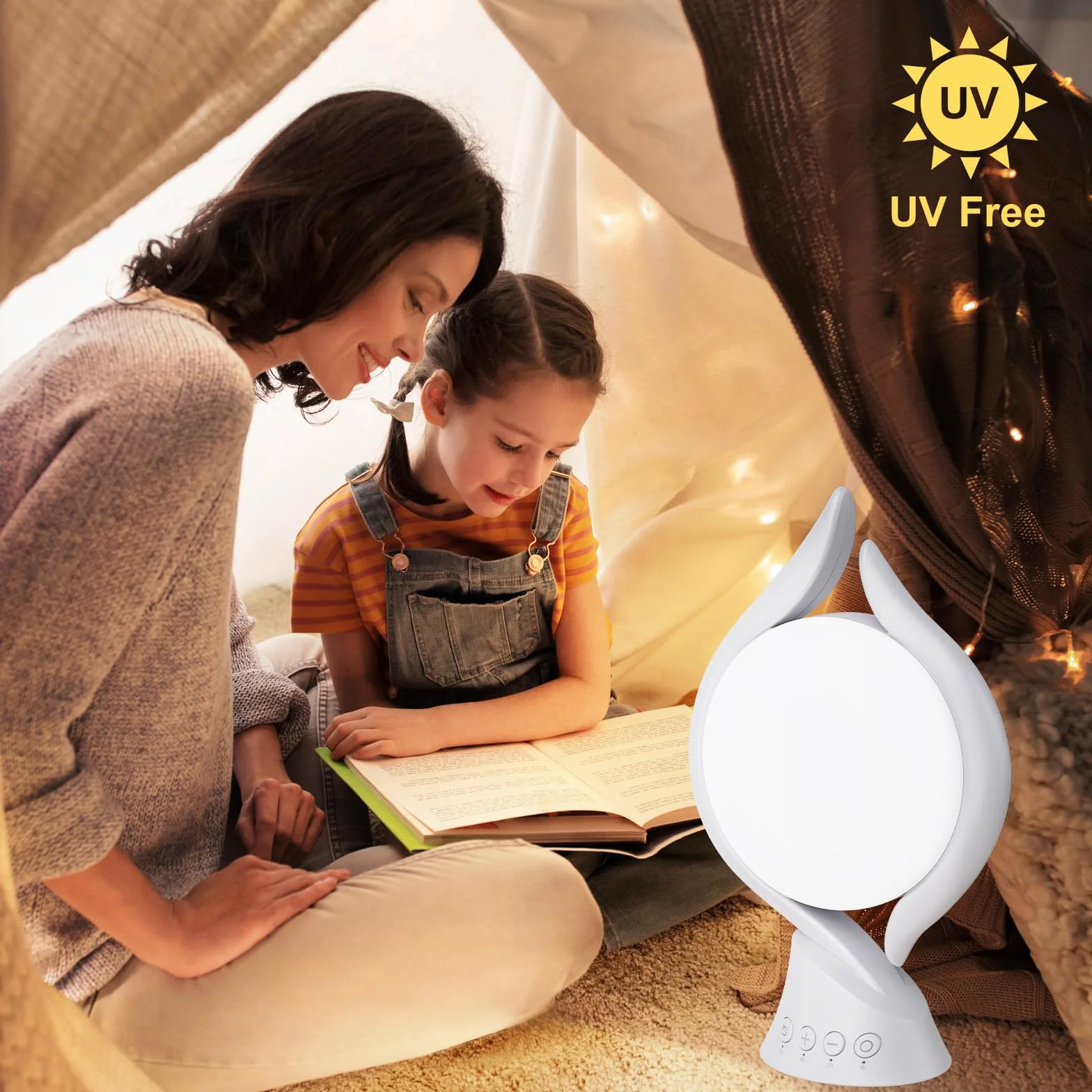 KICLBD Lampa do światła dziennego, lampa do terapii światłem dziennym 10000 Lux 3 kolory światło, 4 timery, 5 regulowanych intensywności światła i funkcja pamięci, lampa solarna bez promieniowania UV