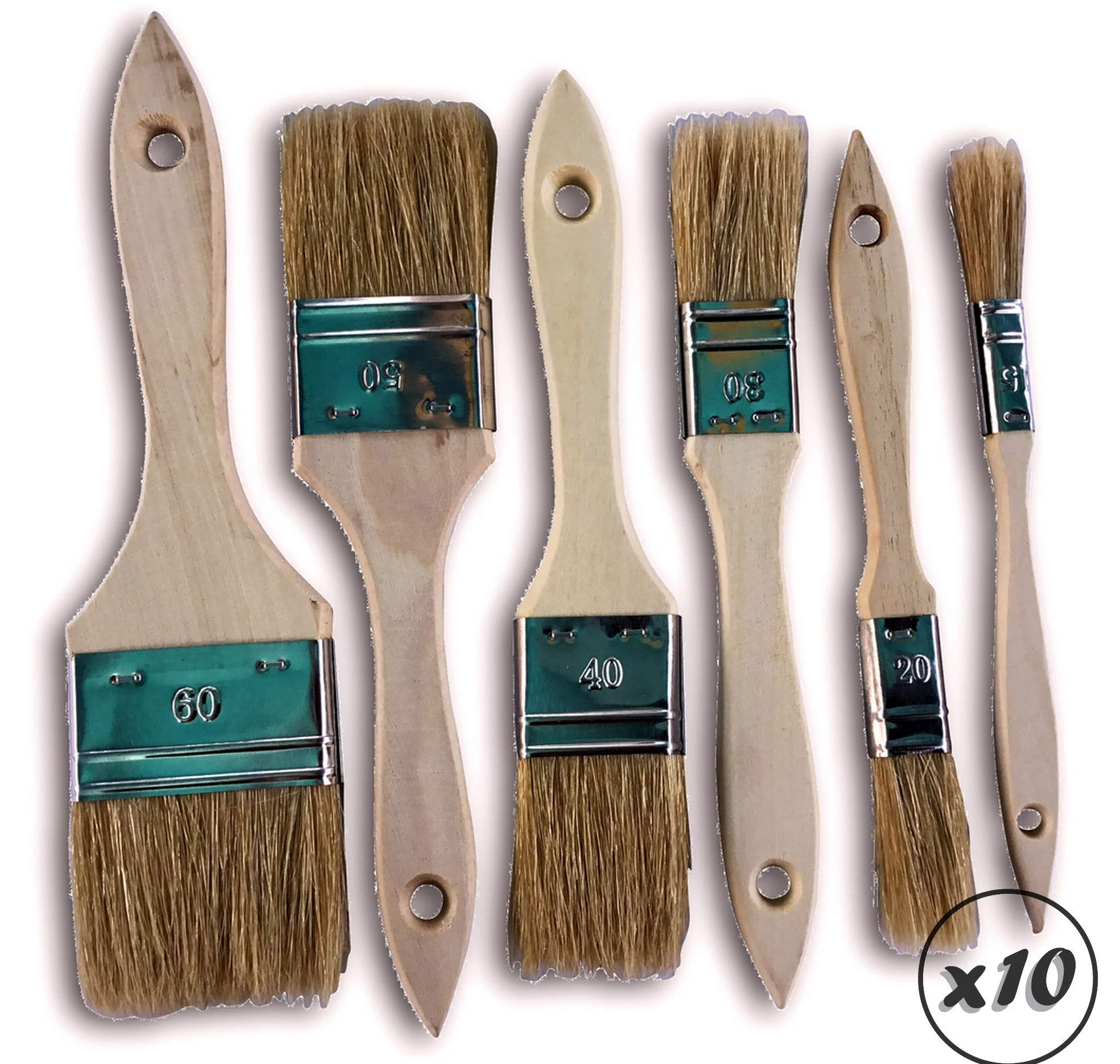 Zestaw 6 pędzli do lakieru jedwabnego | Zestaw 10 zestawów | Szerokość 15-20-30-40-50-60 mm | Multi Grip | Farba olejna akrylowa farba do farb do lazury z żywicy | Kibros LOT_322_6x10