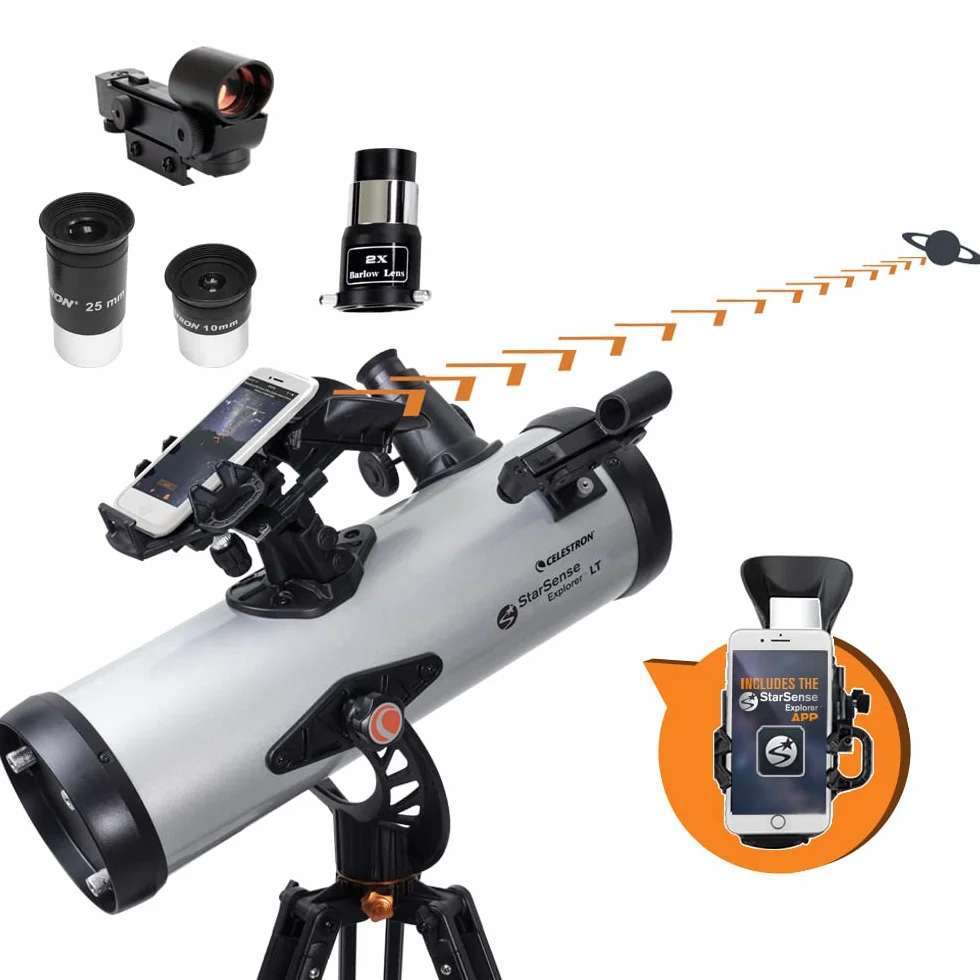 Celestron 22452 StarSense Explore LT114AZ Teleskop reflektorowy Newtona, obsługiwany przez aplikację na smartfony – iOS/Android