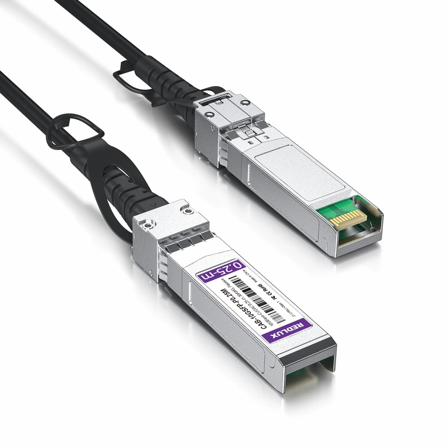 REDLUX Kabel DAC 10G SFP+ 0,25 m, 0,25 m, podwójny kabel miedziany, bezpośrednie połączenie, kompatybilny z Cisco, Ubiquiti UniFi, Meraki, Microtik, Fortinet, TP-Link, D-Link, Broadcom