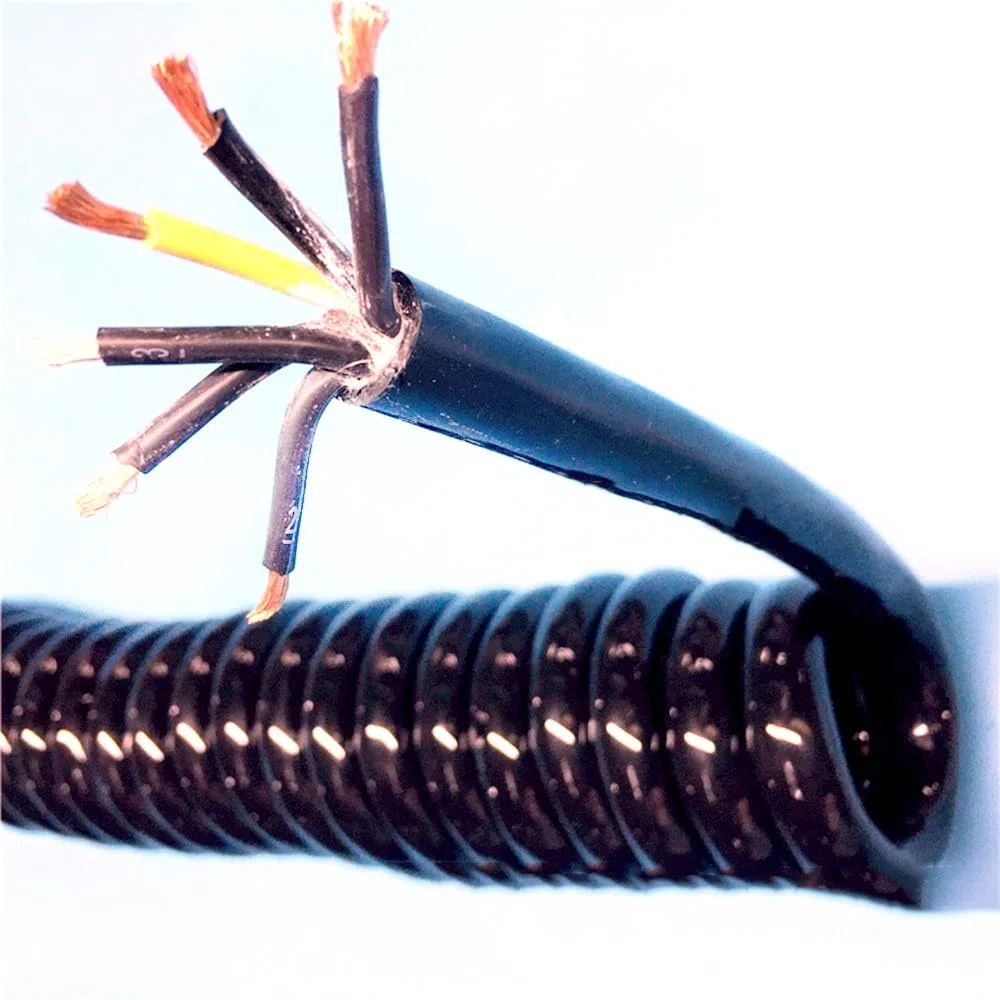 kabel sprężynowy, 6-żyłowy jasny przewód sprężynowy 2,5 mm kwadratowy z czystej miedzi, spiralny kabel dużej mocy, odporny na zużycie, zwijany, do linii energetycznych(2.5mm2 13AWG Stretch 3 meter)