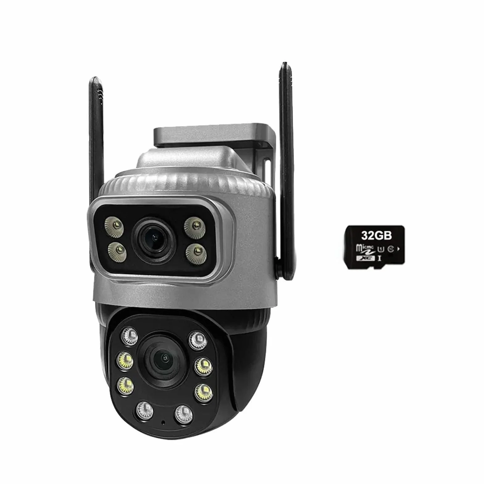 Kamera IP 4G z kartą SIM, podwójny obiektyw, wodoodporny, monitor do monitoringu zewnętrznego, noktowizor, ochrona domu CCTV(Camera 32G Card)