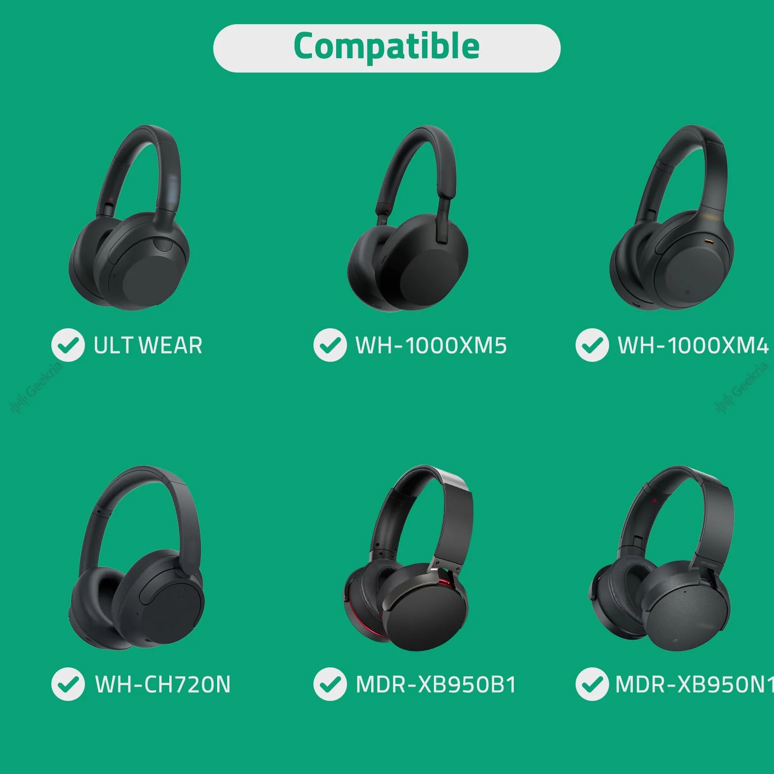 Kabel audio z mikrofonem Geekria kompatybilny z Sony WH-1000XM6/1000XM5, XB910N/XB900N, H910N, MDR-1R, 3,5 mm zamienny przewód stereo z mikrofonem na kablu (1,2 m)