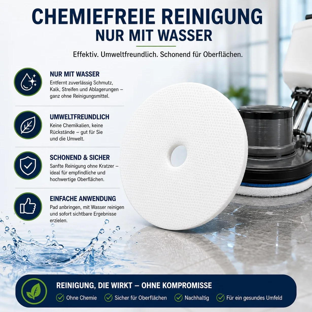 Okrągłe podkładki z melaminy Pure 5 sztuk – wysokiej gęstości podkładka do czyszczenia melaminy, bez użycia środków chemicznych, tylko wodą – do czyszczenia podłóg, płytek, szkła i stali nierdzewnej