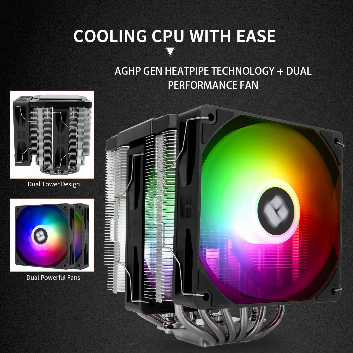 Thermalright Peerless Assassin 120 Digital ARGB Black chłodnica procesora, chłodzenie z podwójnymi wieżami i podwójnymi wentylatorami, chłodzenie powietrza CPU, cyfrowa osłona ekranu, do AM4/AM5,