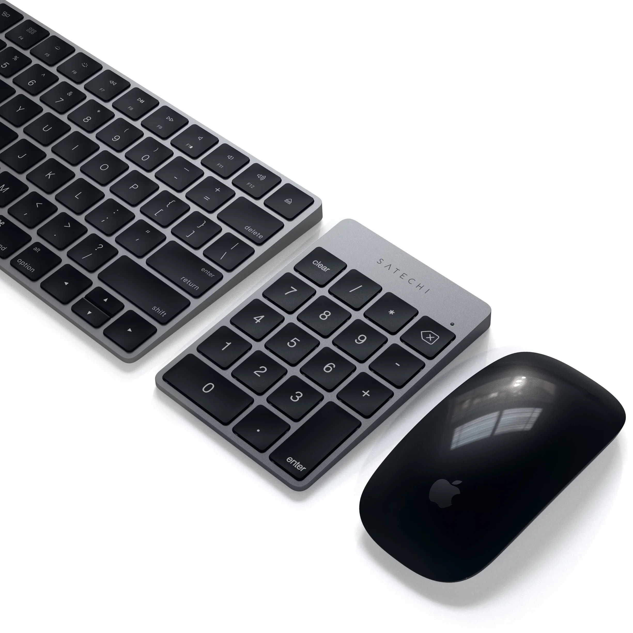 SATECHI Smukła aluminiowa bezprzewodowa klawiatura Bluetooth - rozszerzenie o 18 klawiszy do wprowadzania danych Excel do iMac, MacBooka Pro, iPad, iPhone, Lenovo i innych (kosmiczna szara)