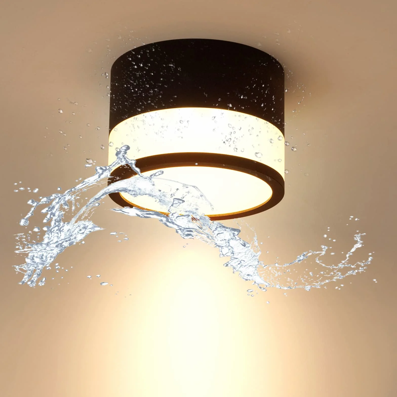Punktowy Plafon LED 12W Barwa Ciepła Biała Okrągły IP65 Kolor Czarny Montaż Natynkowy Bez Wiercenia CRI82 Design Minimalistyczny Do Łazienki Korytarza Przedpokoju Kuchni Na Zewnątrz Średnica 10 cm