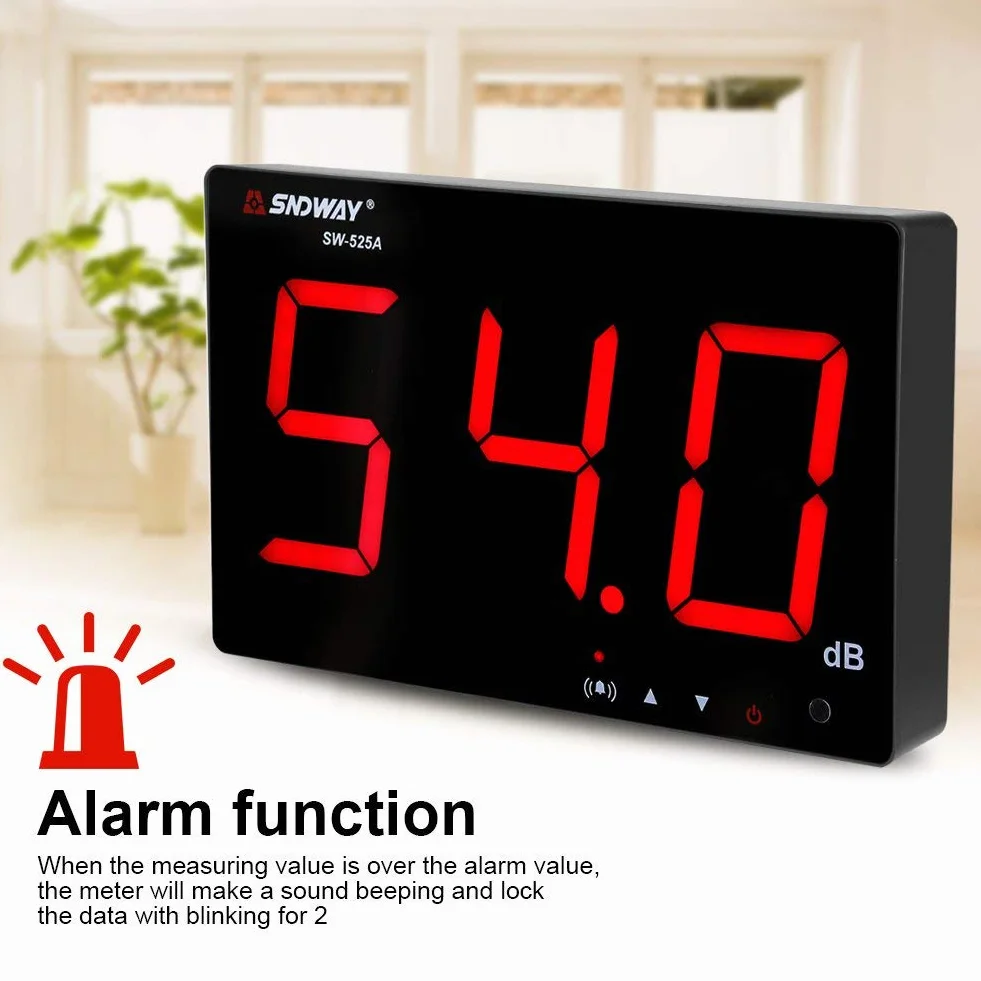 Wall-mounted Sound Decibel Meter,Fast Responding Real Time Monitoring 9.6 Inch LCD Digital Display Environmental Noise Volume Meter 30~130dB