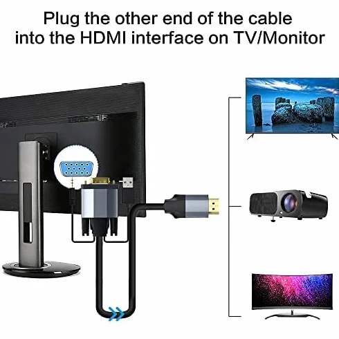 Kabel adaptera VGA na HDMI z audio 5 m aktywny 1080P