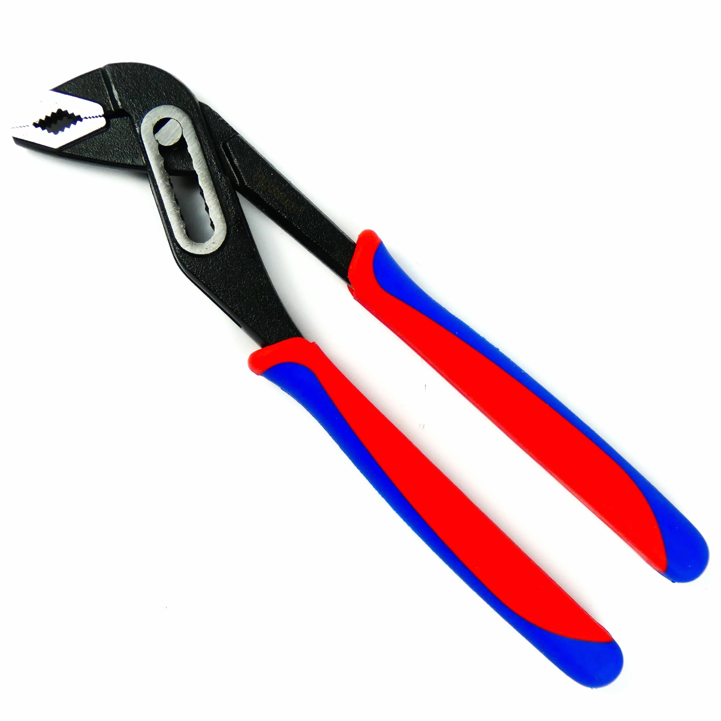 szczypce do pomp wodnych, klucz do rur, Engländer, 250 mm / 10" z dwukomponentowymi uchwytami w kolorze czerwono-białym do napraw, montaży, śrub i gięcia