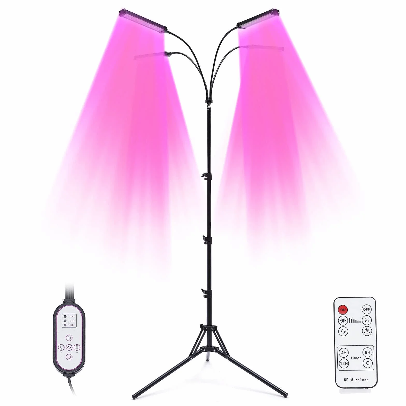 Lampa LED do roślin o pełnym spektrum wzrostu ze stojakiem na statyw, możliwość ściemniania trybów timera 420 koralików LED [klasa energetyczna A+++]