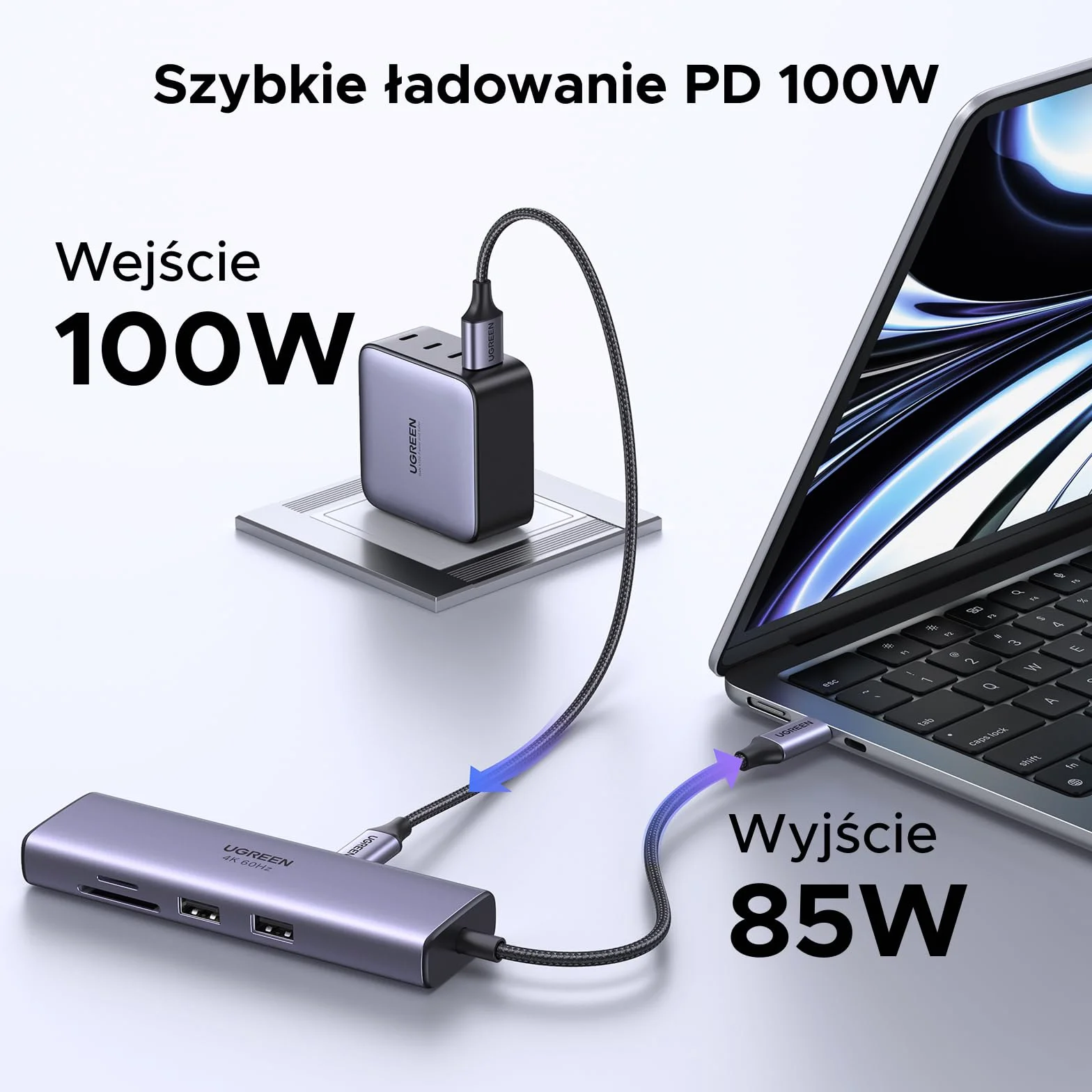 UGREEN USB C Hub 7 w 1 Ethernet Dock z 4K 60Hz HDMI LAN RJ45 PD 100W SD/MicroSD 2 USB 3.0 z MacBook Pro/Air, iPad Pro, Surface, iMac, Galaxy S23, XPS 13 Book usw.
