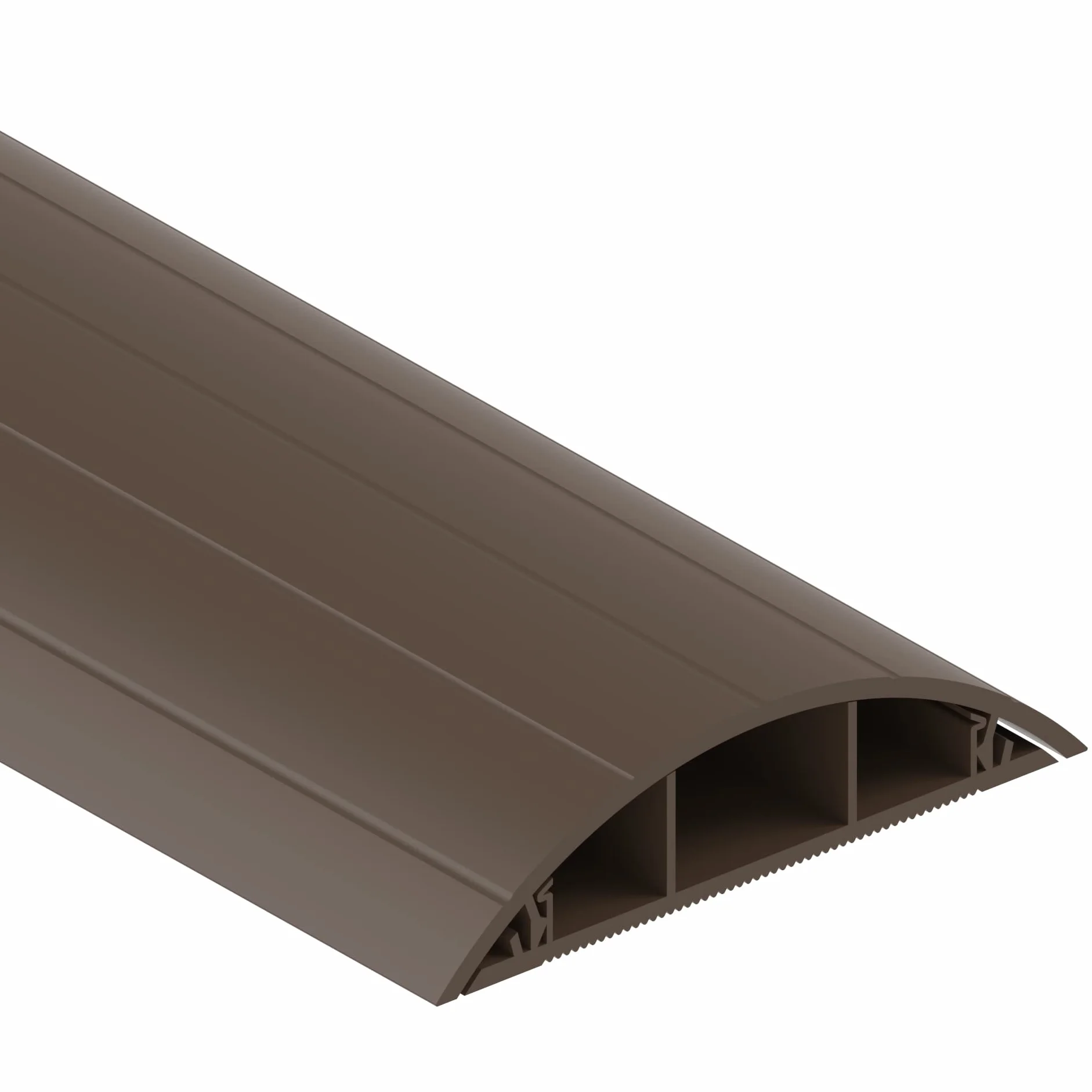 Habengut CC10081 prowadnica kabla podłogowego z PCW, brązowa, półokrągły mostek kablowy na maks. 3 kable/szerokość 7,5 cm, długość 1 m
