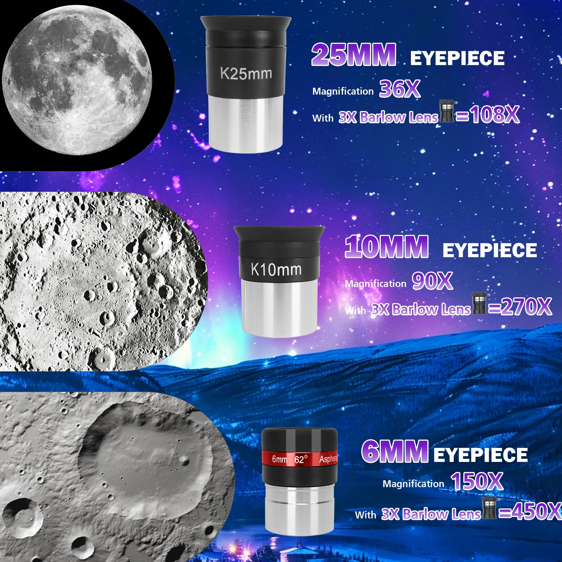 Teleskop astronomiczny 90/900 mm refraktor dla dorosłych i dzieci HETEKAN