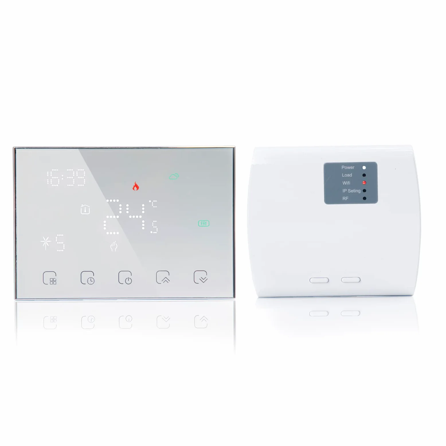 Inteligentny termostat RF Wifi do ogrzewania elektrycznego Programowalny termostat ścienny współpracuje z Alexa Google Home, wyświetlacz dotykowy bezprzewodowy regulator temperatury, bateria 2AA