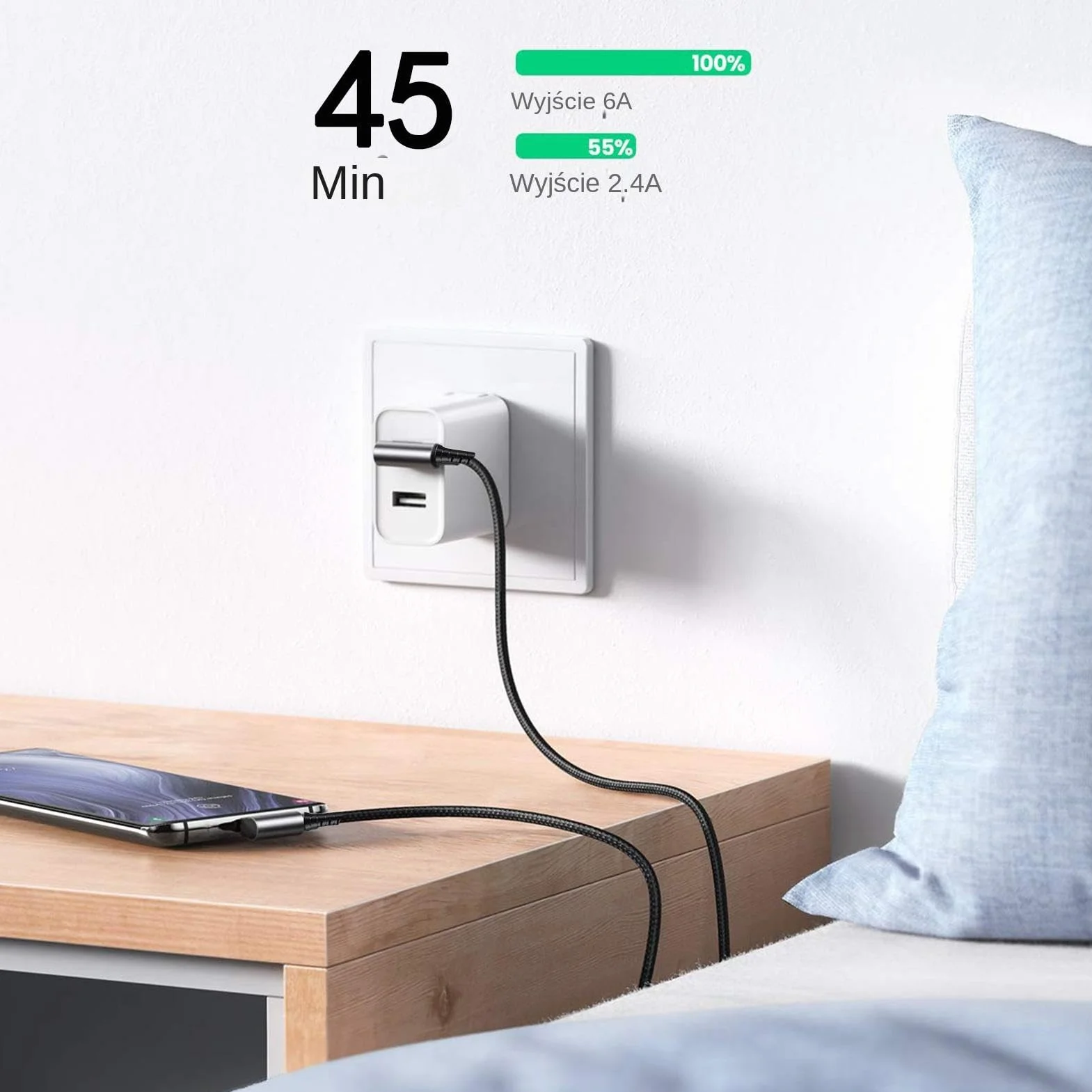 Krótki przewód USB, przewód USB C, Krótki kabel ?aduj?cy 90 stopni typu C Przewód adapterowy, Kabel do szybkiego ?adowania C Cord 6A, k?towy, do komputera i telefonu