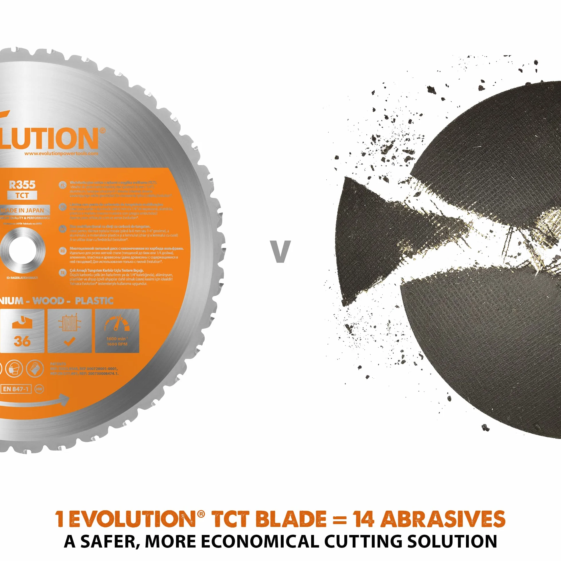 Evolution Power Tools Rageblade255Multi Ostrze do Piły Tarczowej, Srebrny/Pomarańczowy, 255 mm