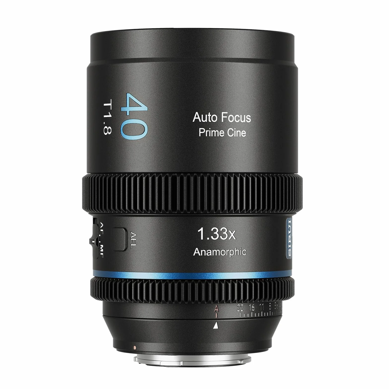 SIRUI Obiektyw anamorficzny 40 mm T1.8 1,33X, obiektyw autofokusa w formacie S35 do kamer z mocowaniem E, A6400, A6700, FX3/30, seria ZV-E, seria A7, A9/9II (mocowanie E, niebieski błysk)