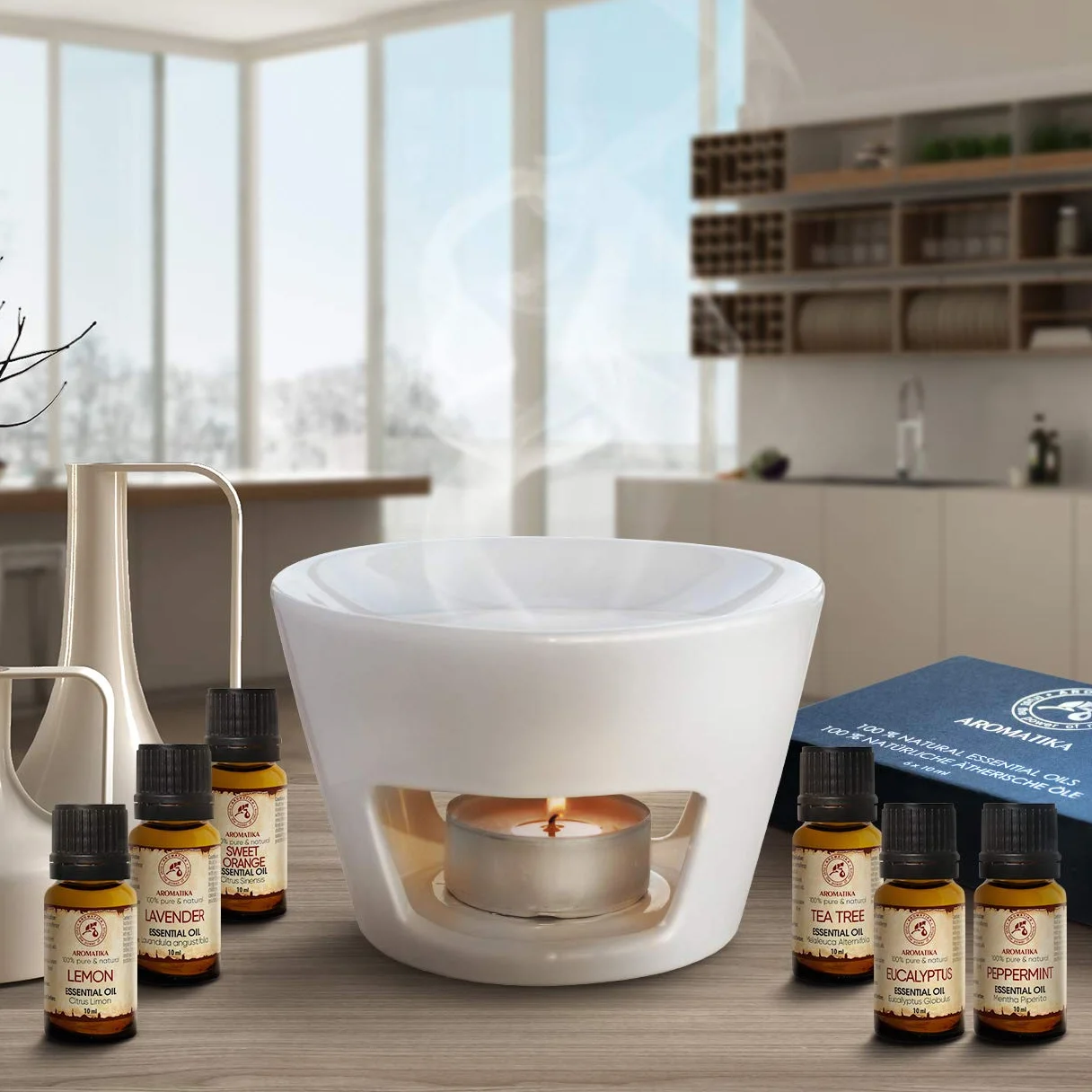 Essential Oil Set Of Top 6 Aromatherapy Essential Oils - 100% Pure & Natural - Lavender - Tea Tree - Eucalyptus - Peppermint - Orange - Lemon Essential Oil - 6 * 10ml - Best Gift Set