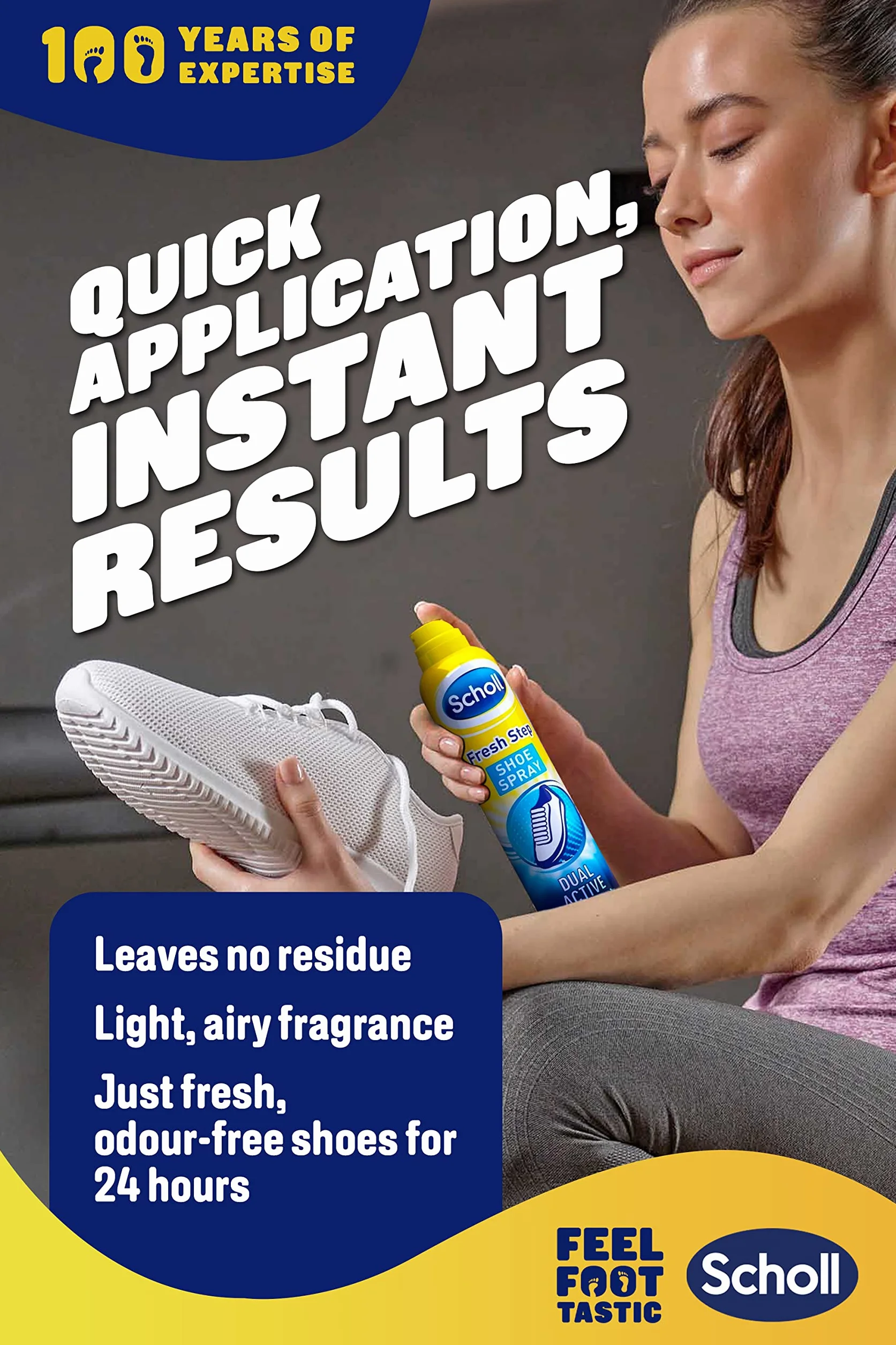 Scholl Fresh Step Spray do butów, 150 ml, bezzapachowy spray do butów, świeżość do 24 godzin, 4 sztuki