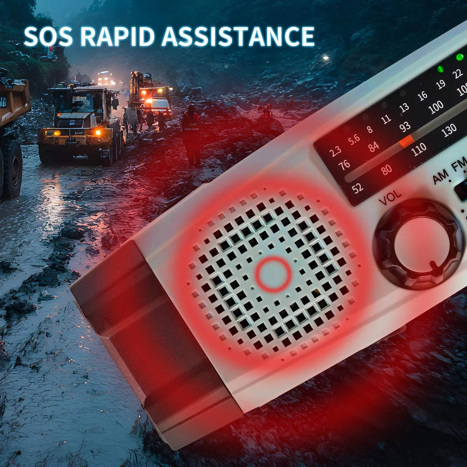 Przenośne Radio Awaryjne z Korbą FM/AM/SW LED Latarka Powerbank 2000mAh SOS Alarm IPX5
