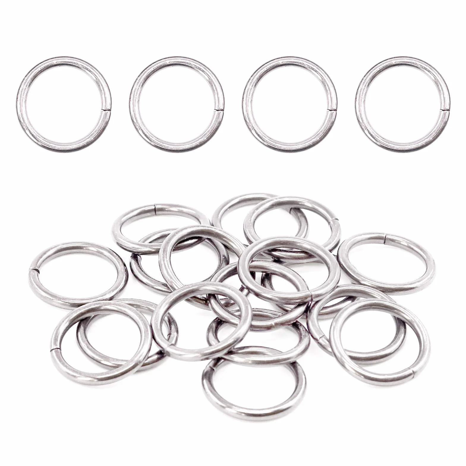 Swpeet 60 szt. wytrzymałe 3/4 cala, 20 mm, wielofunkcyjne metalowe pierścienie O Ring do toreb na sprzęt, ręcznie robione akcesoria, breloki, paski i smycze dla psów (srebrne, 3/4")