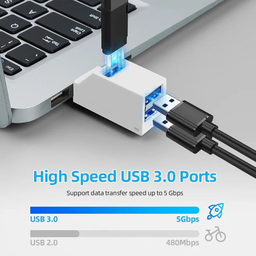 AXFEE Mini Koncentrator USB 3.0 Z Portem Multi (1 x 3.0, 2 x 2.0) - Szybkie Rozszerzenie Do Laptopa, Pendrive'a, Mobilnego Dysku Twardego i Innych Urządzeń