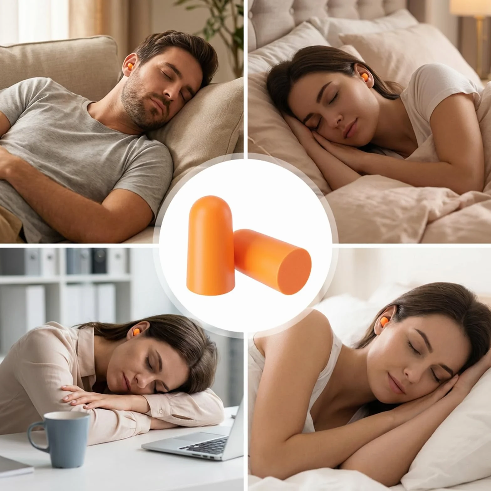 Nogeqi 50 par zatyczek do uszu do spania, pomarańczowe zatyczki do uszu, piankowe, bardzo miękkie zatyczki do uszu, wielokrotnego użytku, do chrapania, snu, redukcji szumów, nauki, podróży, dźwięków