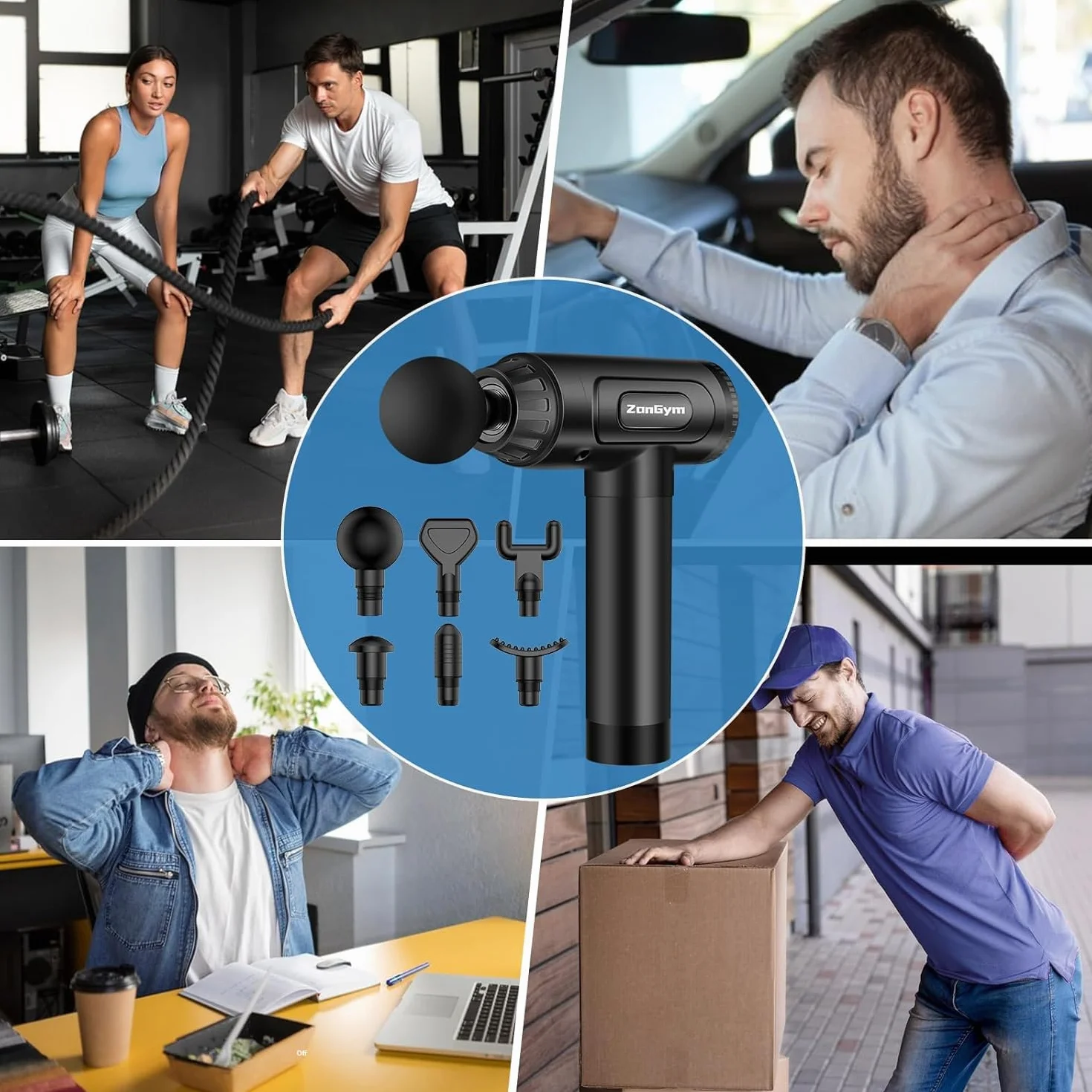 Massage Gun Deep Tissue, Percussion Muscle Massager Gun, 30 Speeds Quiet Handheld Massager for Muscle Neck Back Shoulder, LCD Touch Screen with 10 Heads