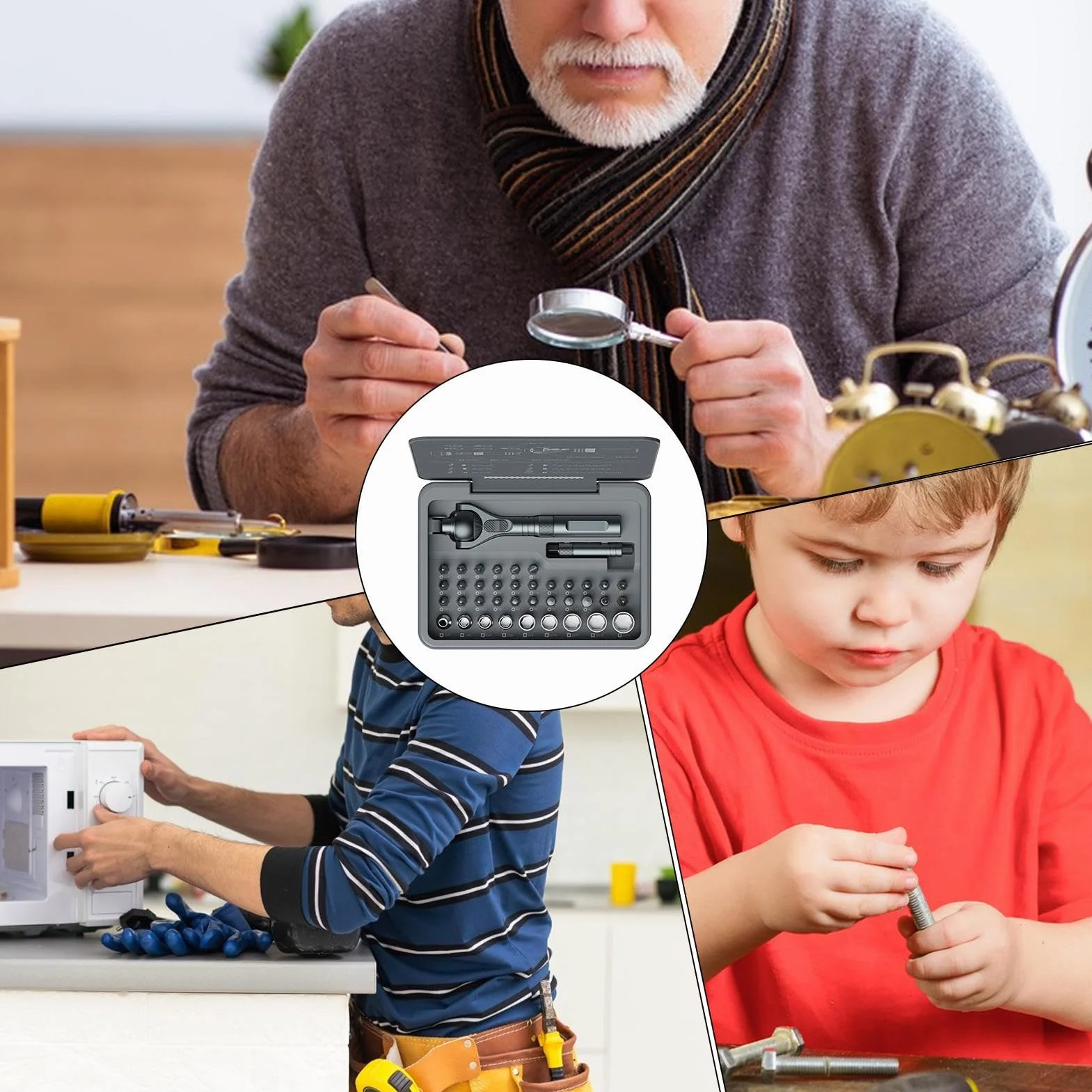Zestaw Kluczy Nasadowych Zestaw z Wieloma Wkrętakami Magnetycznymi | 40 Precyzyjnych Wierteł Kompletny Wielofunkcyjny Zestaw Do Napraw Samochodowych I Użytku Domowego
