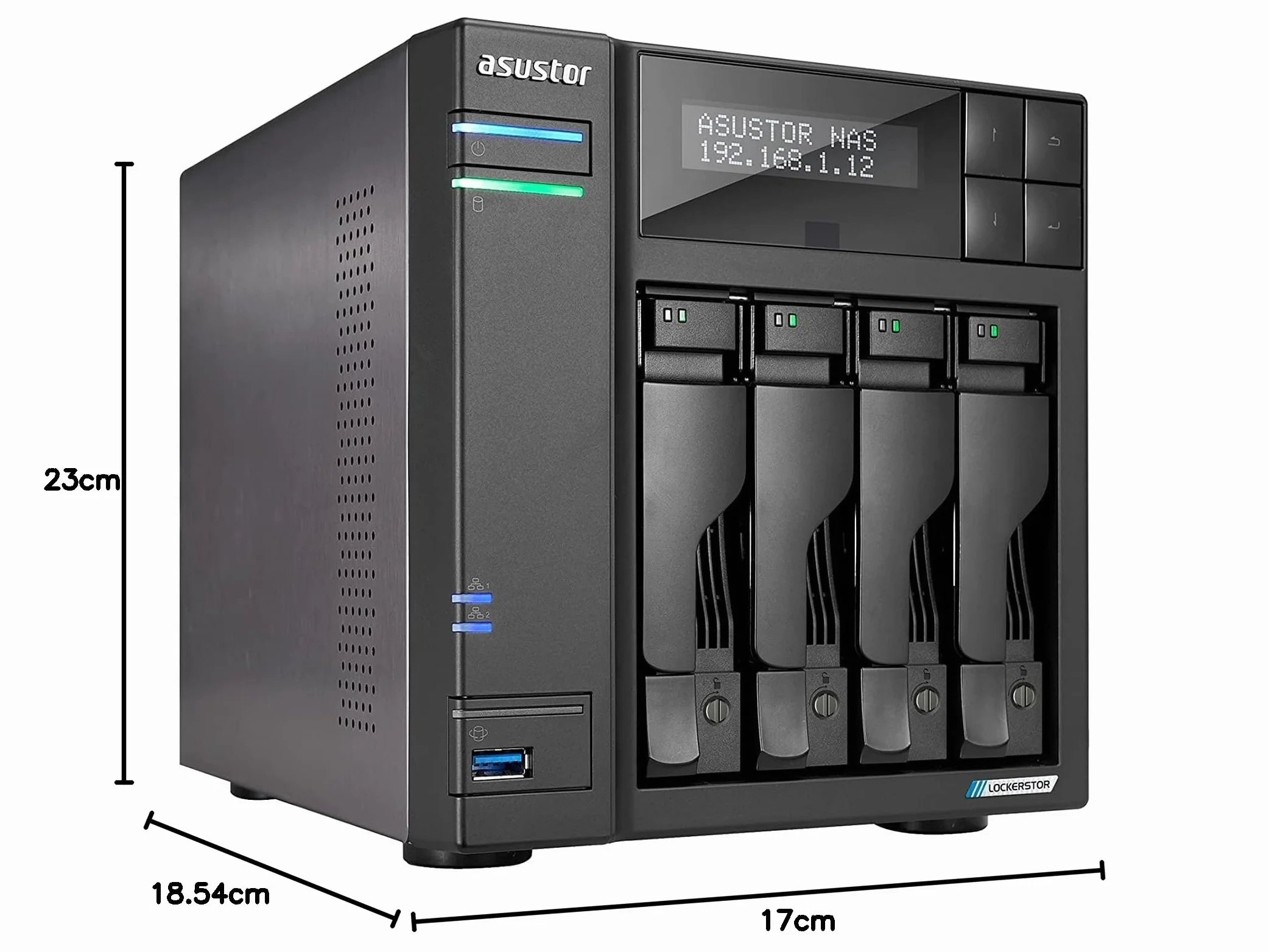 Asustor Lockerstor 4 Gen 2 AS6704T 4 Bay NAS obudowa pamięci sieciowej, Quad Core 2.0 GHz, 4 GB RAM DDR4
