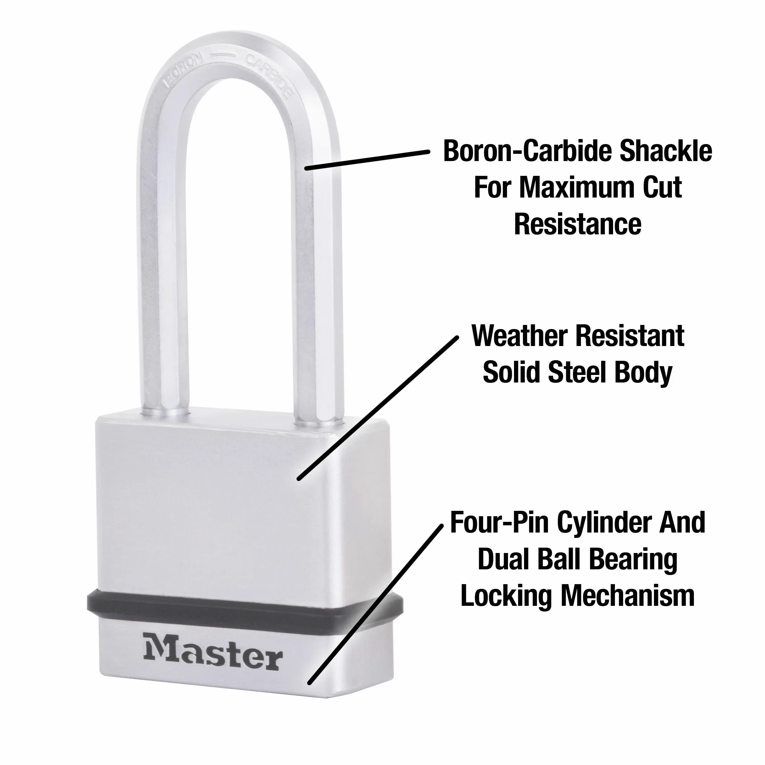 Master Lock M530 X Kadlhcsen 1-3/10,2 cm Large Magnum Kłódka Korpus z litego stalowego korpusu z pancernym uchwytem, 5,1 cm z uchwytem Clearance, identyczne klucze, M530XQLHCCSEN