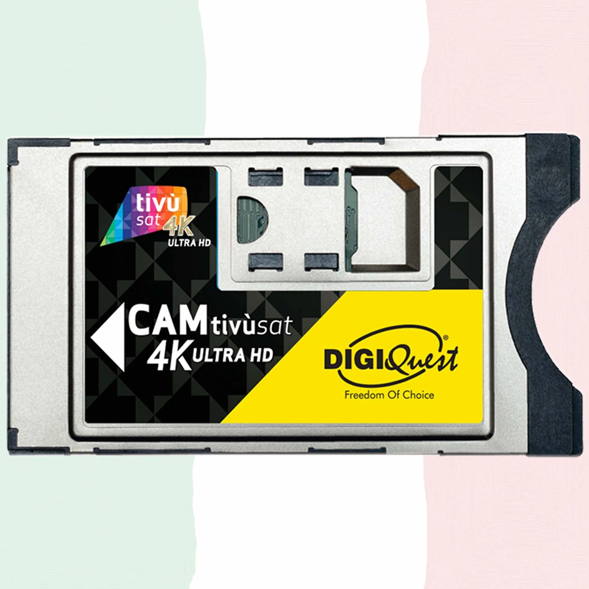 TIVUSAT Karta 4K UHD Black & EasyMouse 4K Ultra HD SmartCam DIGIQuest - moduł UHD CI+ z aktywowanym modułem TIVUSAT 4K UHD, włoskie kanały HD/4K przez satelitę Eutelsat HotBird 13,0° wschód