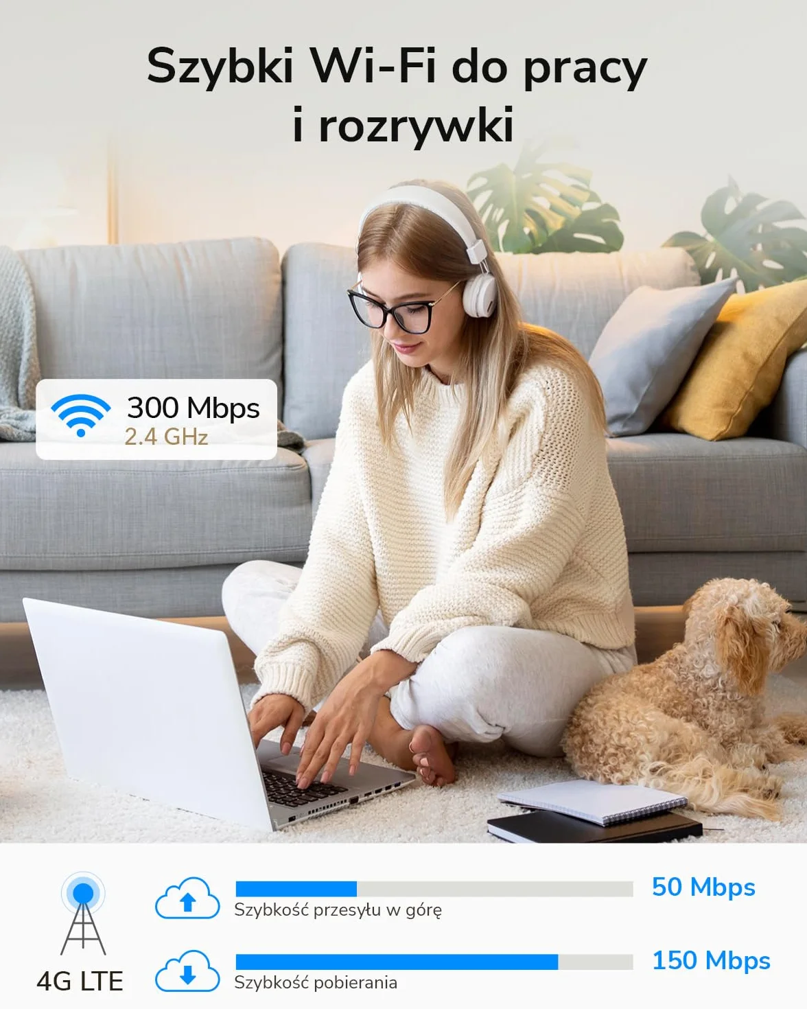 Cudy Nowy router WiFi LT300 4G LTE z wejściem zasilania USB-C, router 4G z gniazdem SIM 300 Mb/s, kompatybilny ze wszystkimi operatorami, 2×2 MIMO, nie wymaga konfiguracji, OpenVPN, WireGuard
