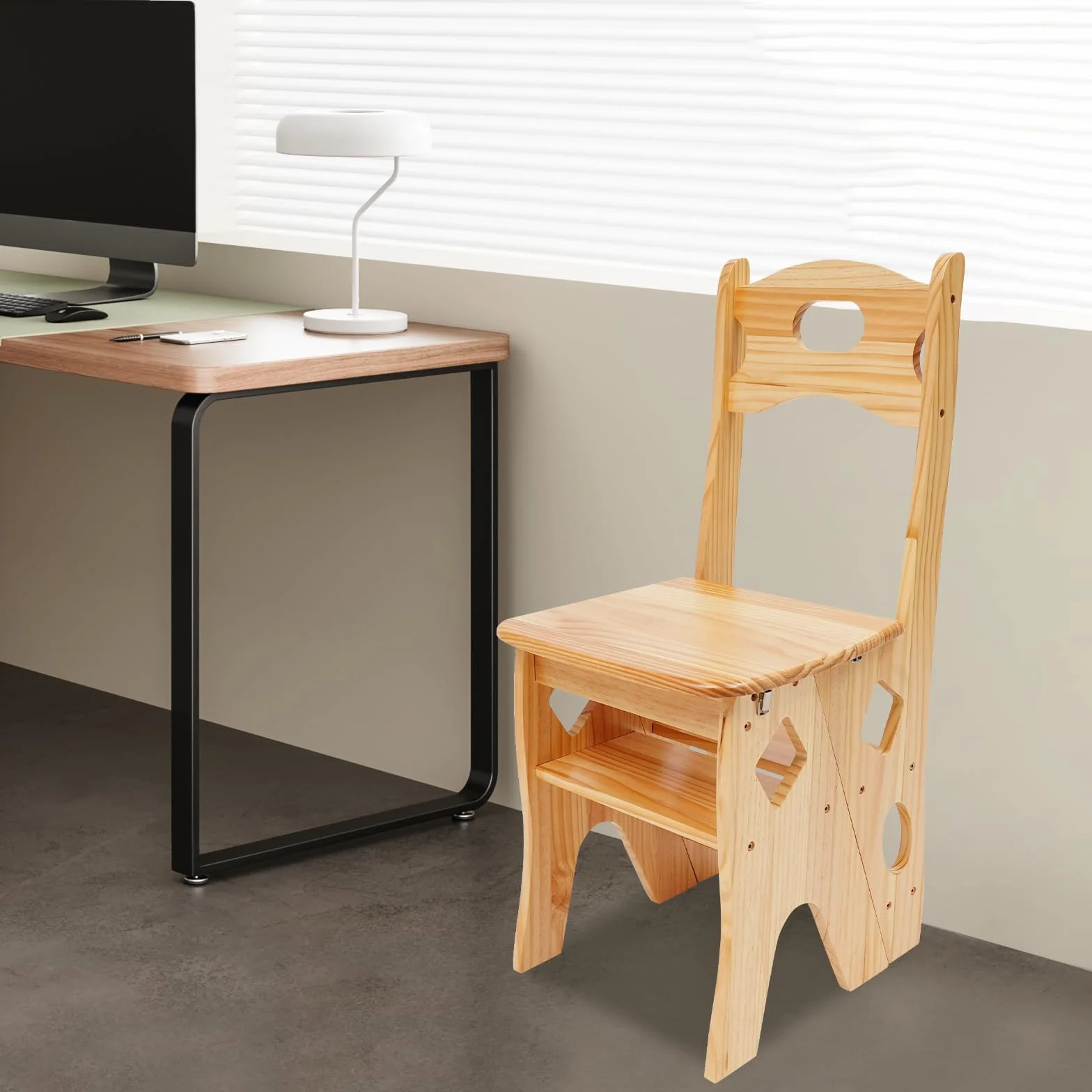 Składane krzesło biblioteczne 4-stopniowy taboret z drewna sosnowego nośność 100 kg