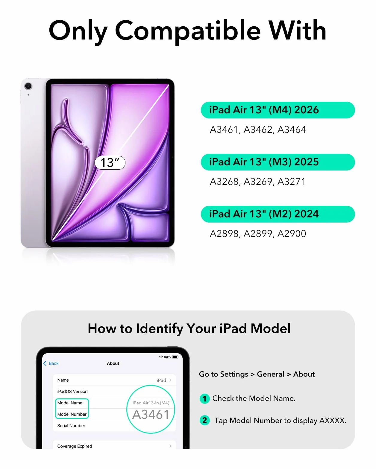 ESR iPad Air 13" (M3/M2, 2025/2024) etui na klawiaturę z regulowanym stojakiem magnetycznym, tryb wysoki/podwyższony, zdejmowane etui ochronne, seria Rebound 360, czarne