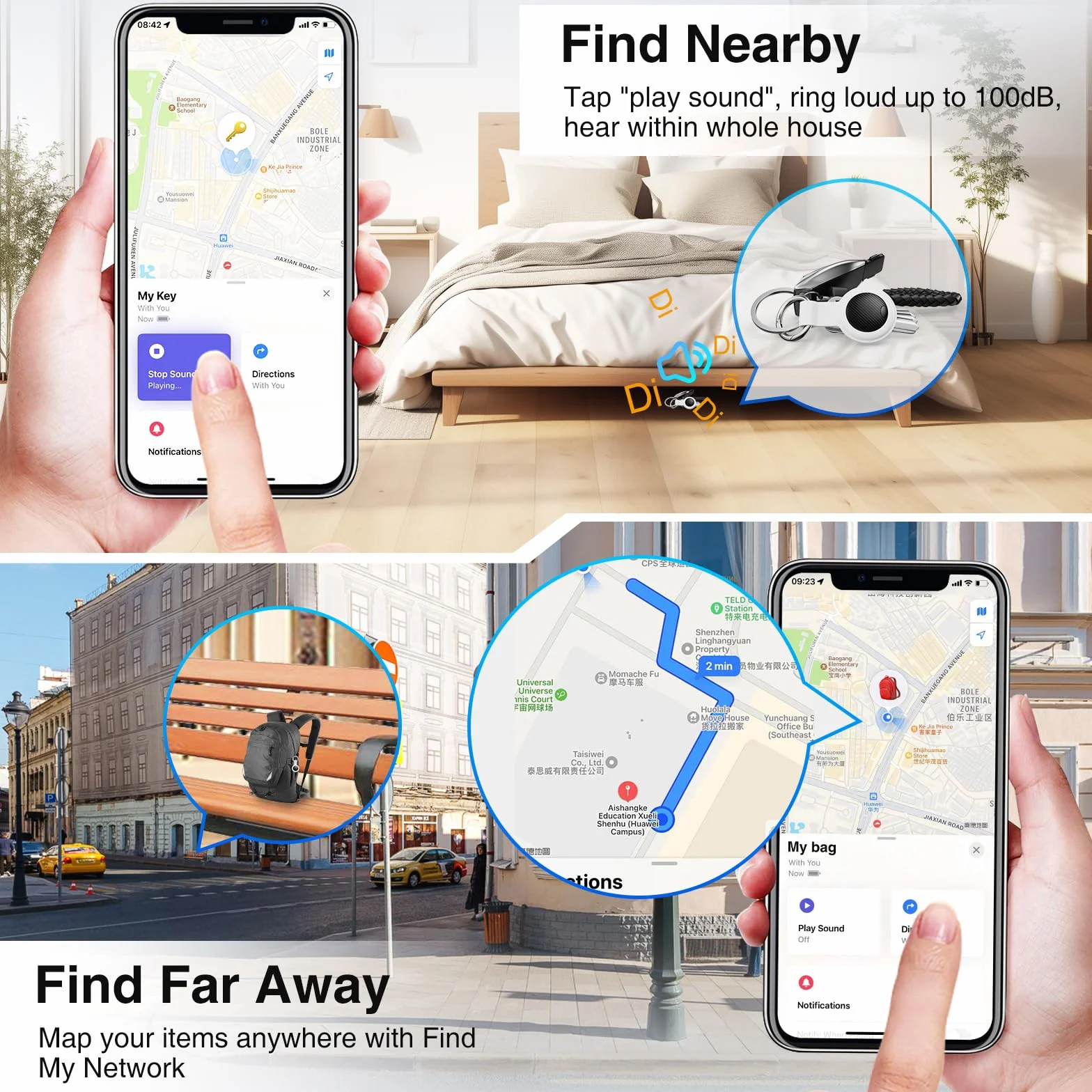 Smart GPS Tracker Apple Wo ist iOS lokalizator kluczy Bluetooth wodoszczelny głośność 100 dB