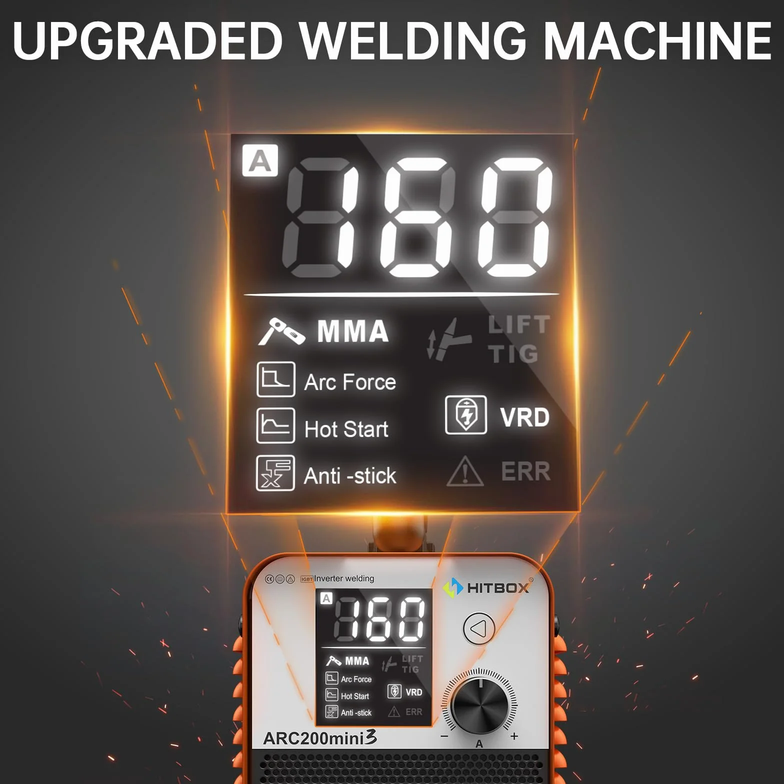 HITBOX Spawarka inwerterowa 2w1 Lift TIG/MMA ARC200mini3 IGBT Hot Start Arc Force Anti-Stick wyświetlacz LED