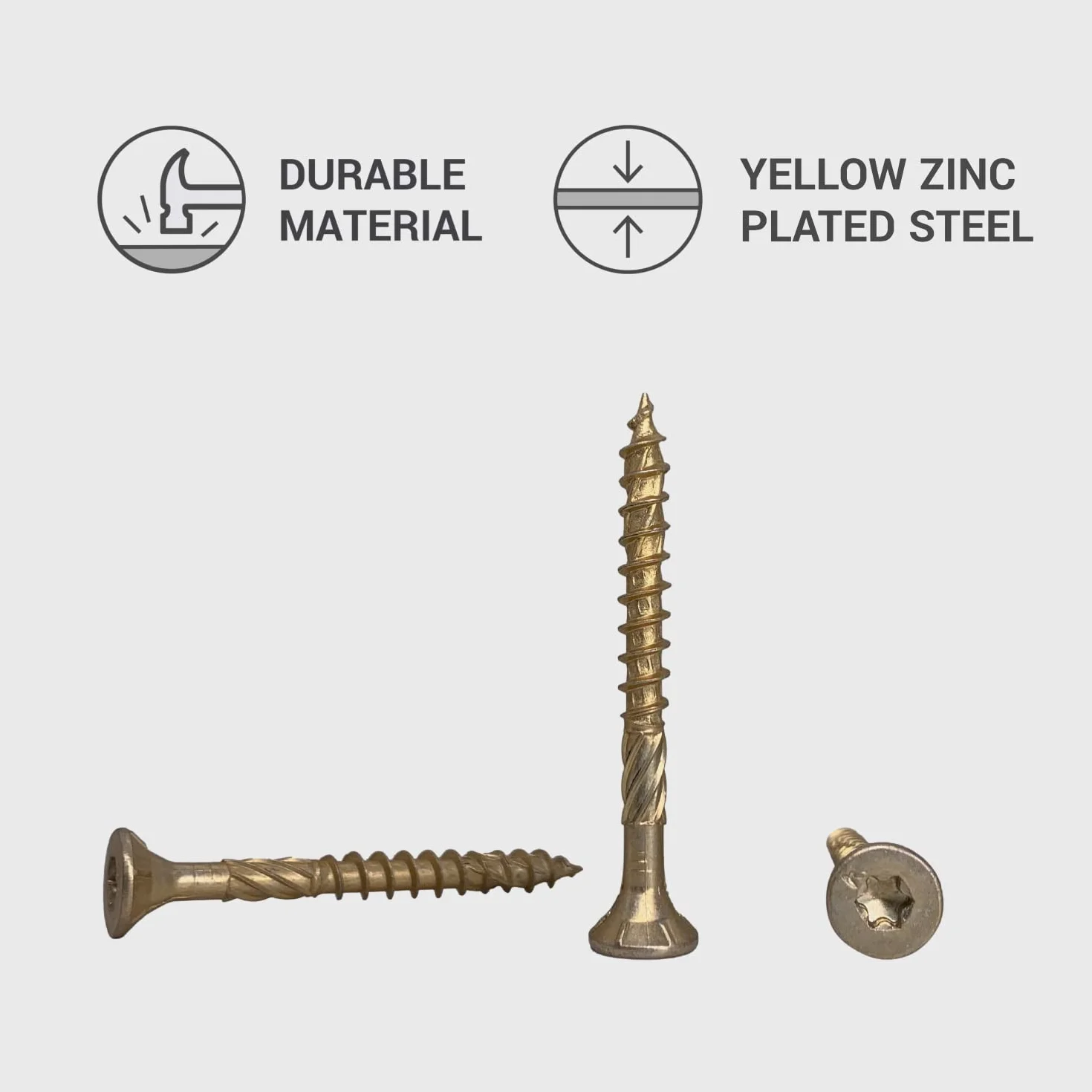 (150 sztuk) uniwersalna żółta stal ocynkowana 5,0 x 50 mm wkręty do drewna, łba Torx, śruba z łbem stożkowym, śruby do płyt wiórowych (150, 5,0 x 50 mm)