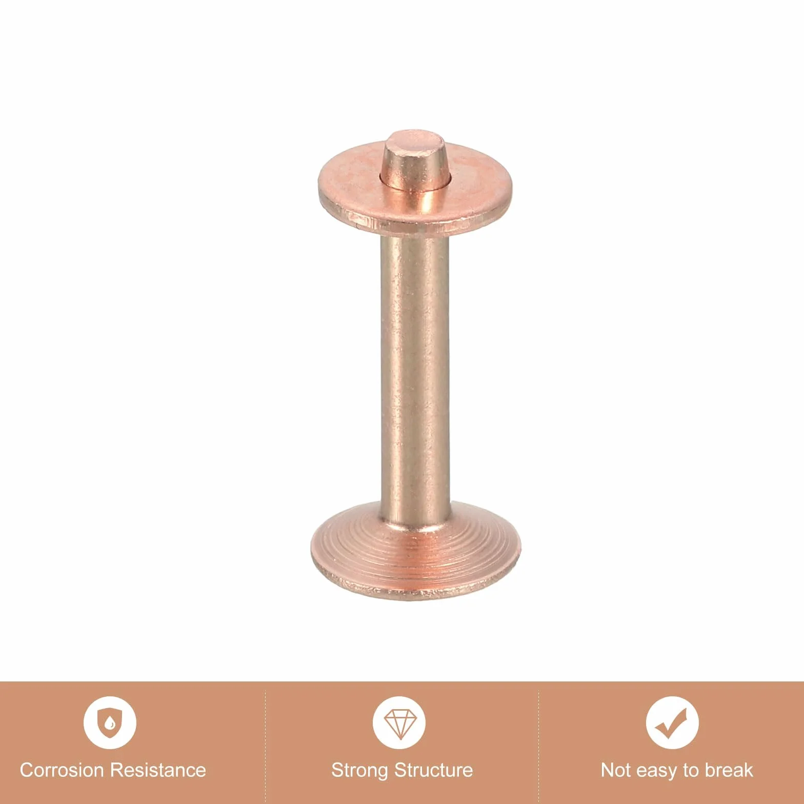 QUARKZMAN 50 sztuk nitów miedzianych i nasadek, 10 x 3,3 x 19 mm, solidna skóra, nitki miedziane, do skóry, do majsterkowania, do majsterkowania, kolor miedziany