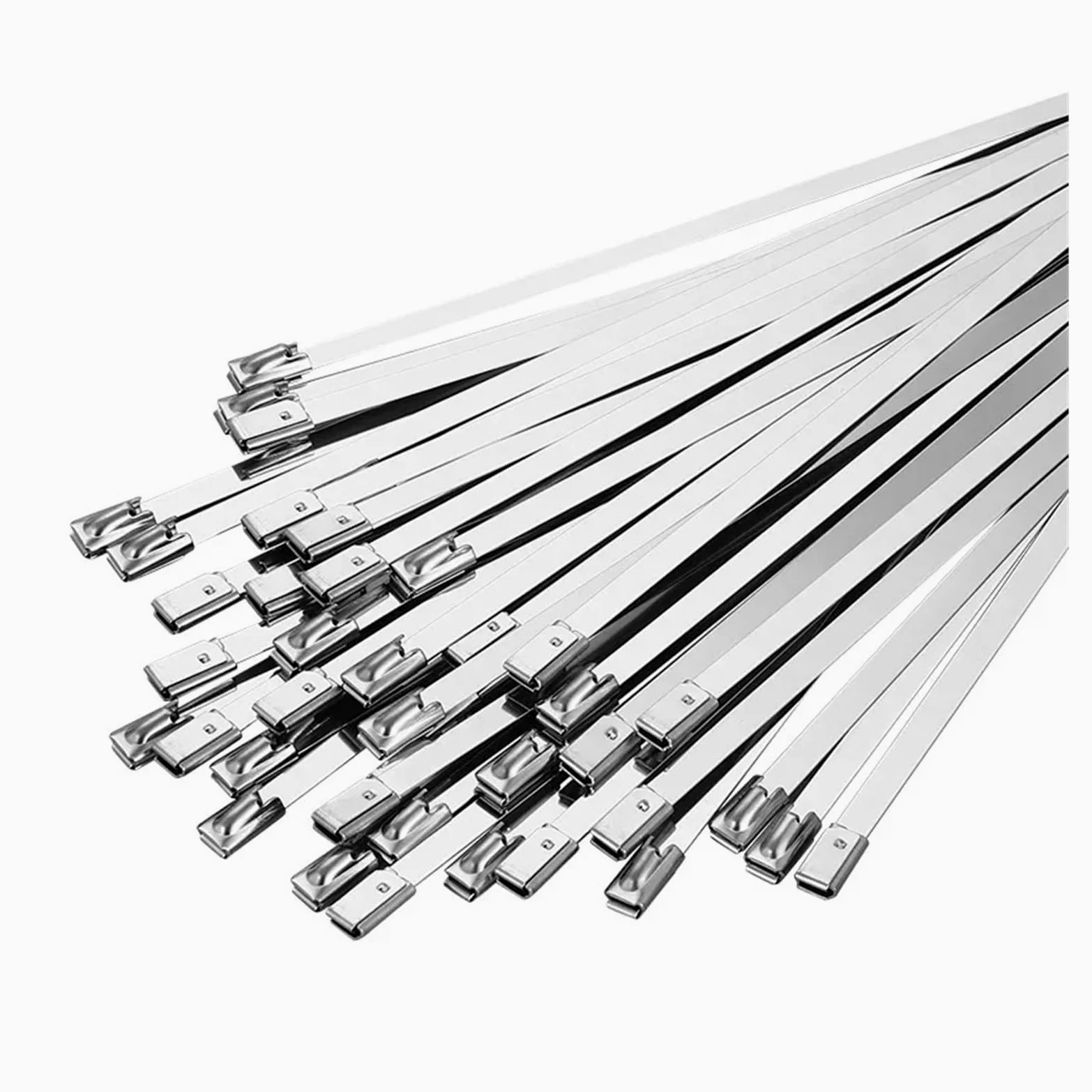 100 szt. Opaski kablowe ze stali nierdzewnej 304, 10mm/12mm kulkowe samoblokujące powlekane metalowe opaski zaciskowe uniwersalne uniwersalne do owijki wydechowej(12MM-900mm)