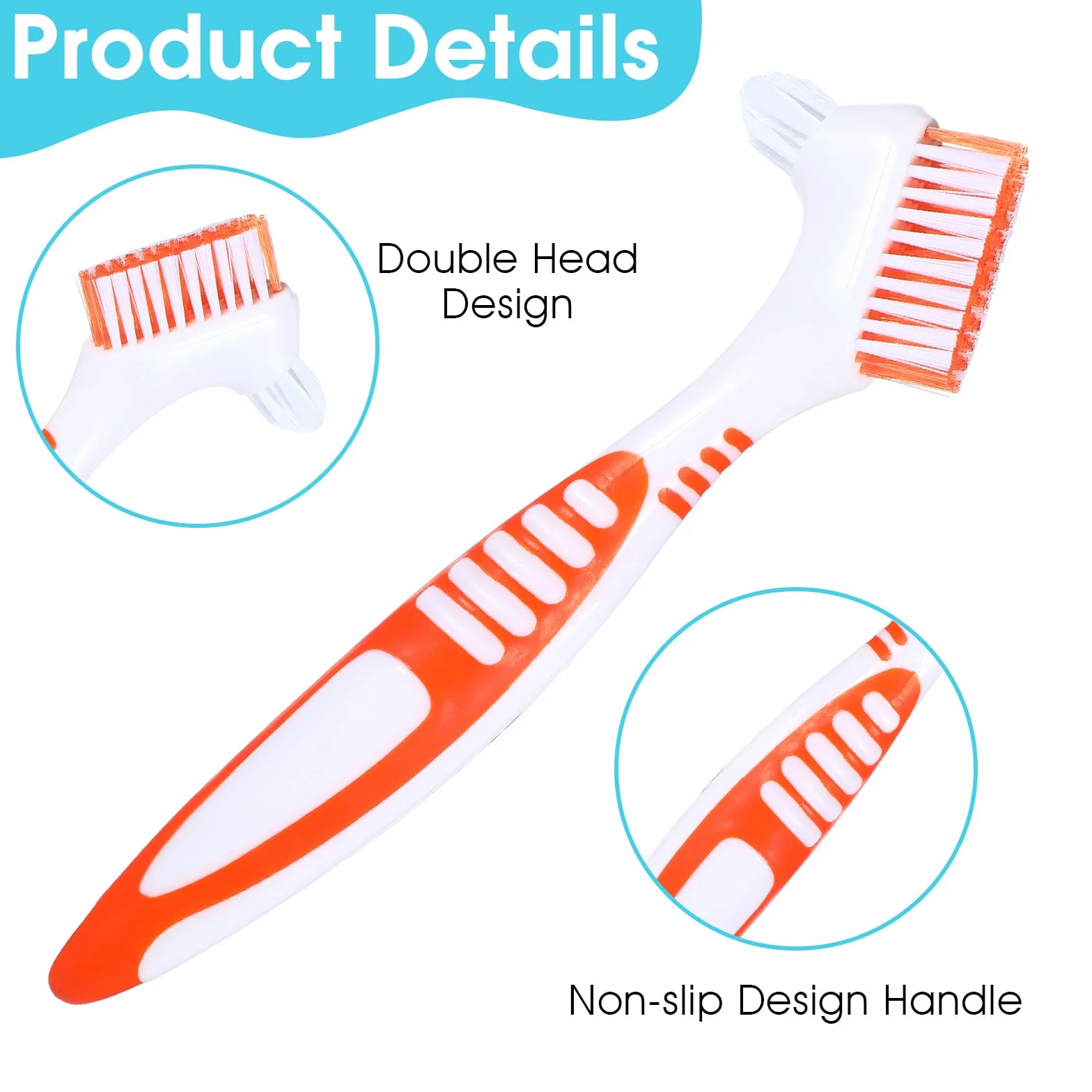 YUXIANLB Zestaw 2 szczotek do czyszczenia protez, szczoteczki do zębów, szczoteczka do czyszczenia protez z białym futerałem, wielowarstwowe włosie i ergonomiczny gumowy uchwyt do czyszczenia protez
