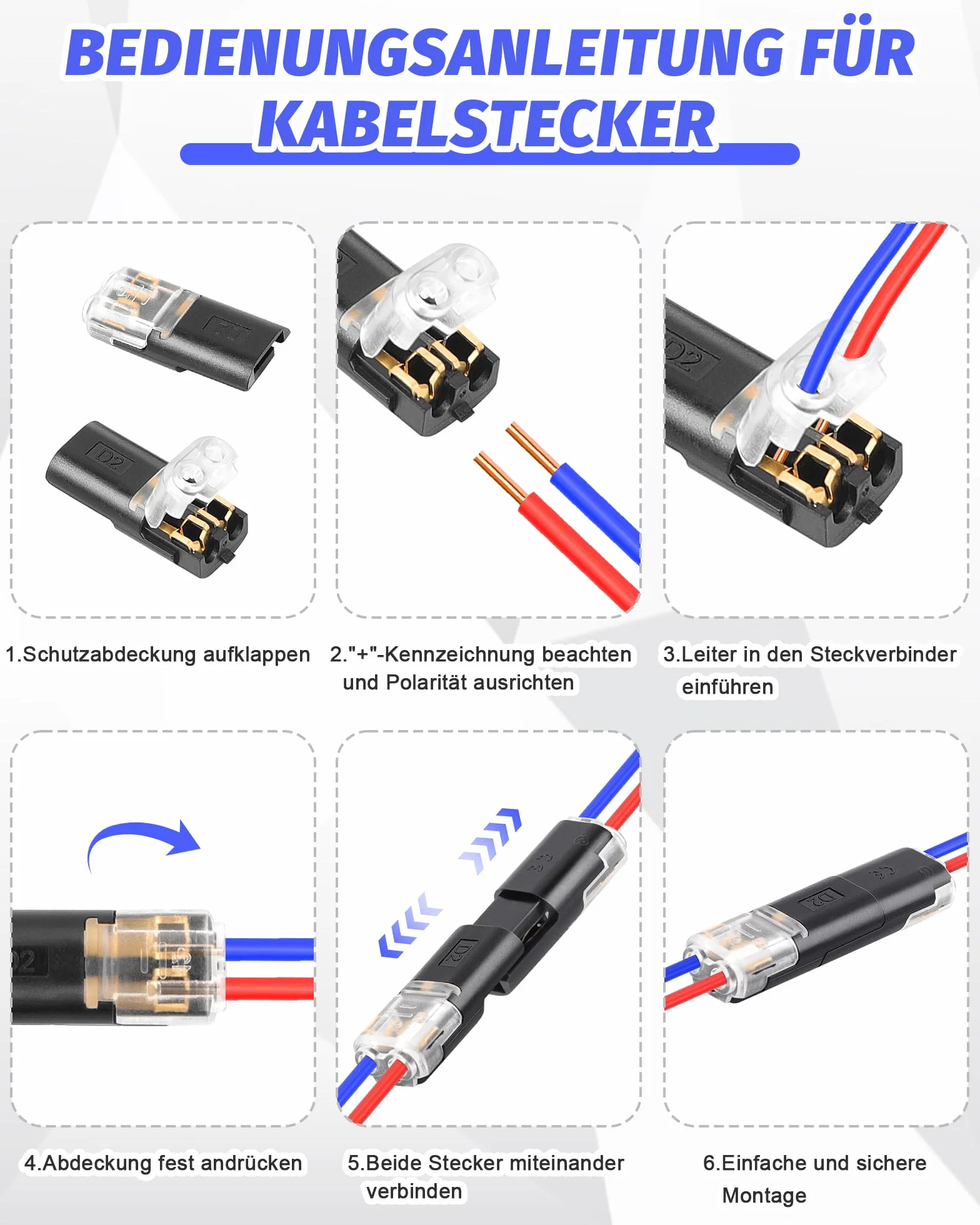 Wodoszczelne złącze kablowe 2-biegunowe 12V 18-22 AWG do samochodu