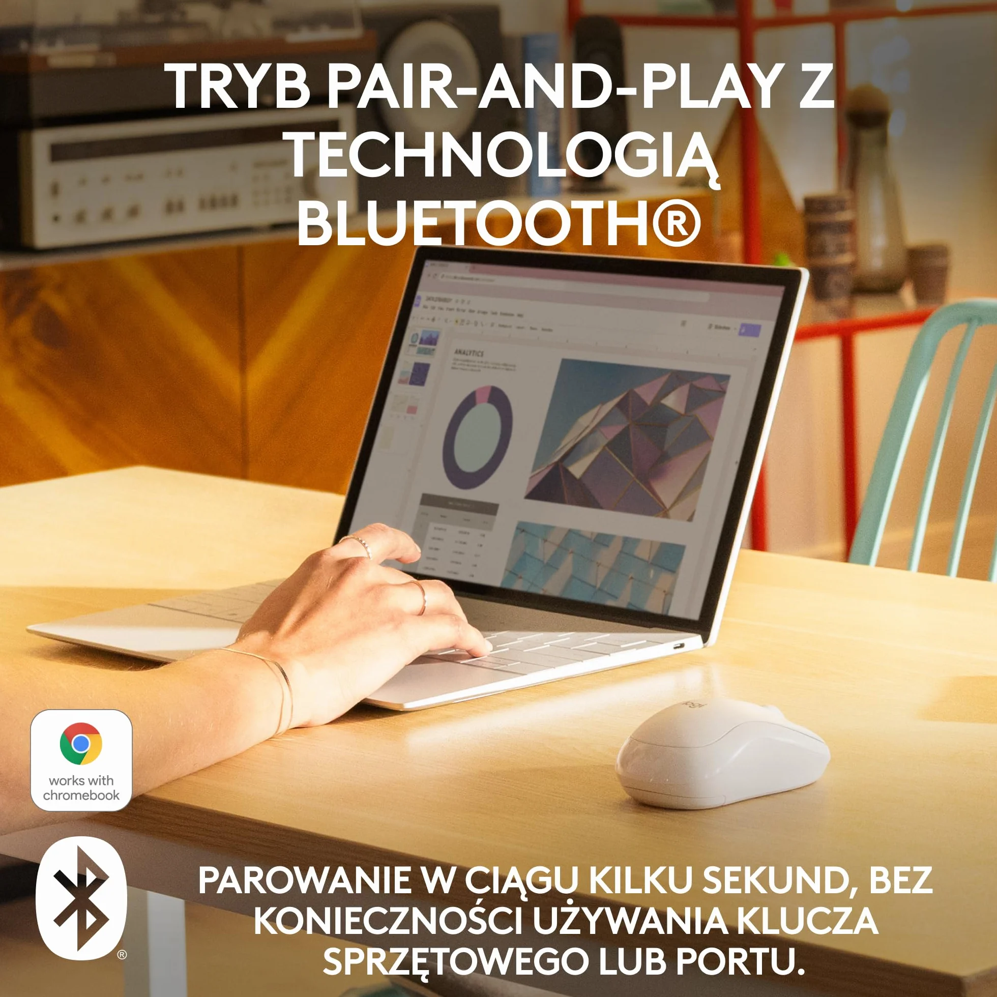 Logitech M240 Silent Bluetooth mysz bezprzewodowa kompaktowa 18 miesięcy bateria Biały