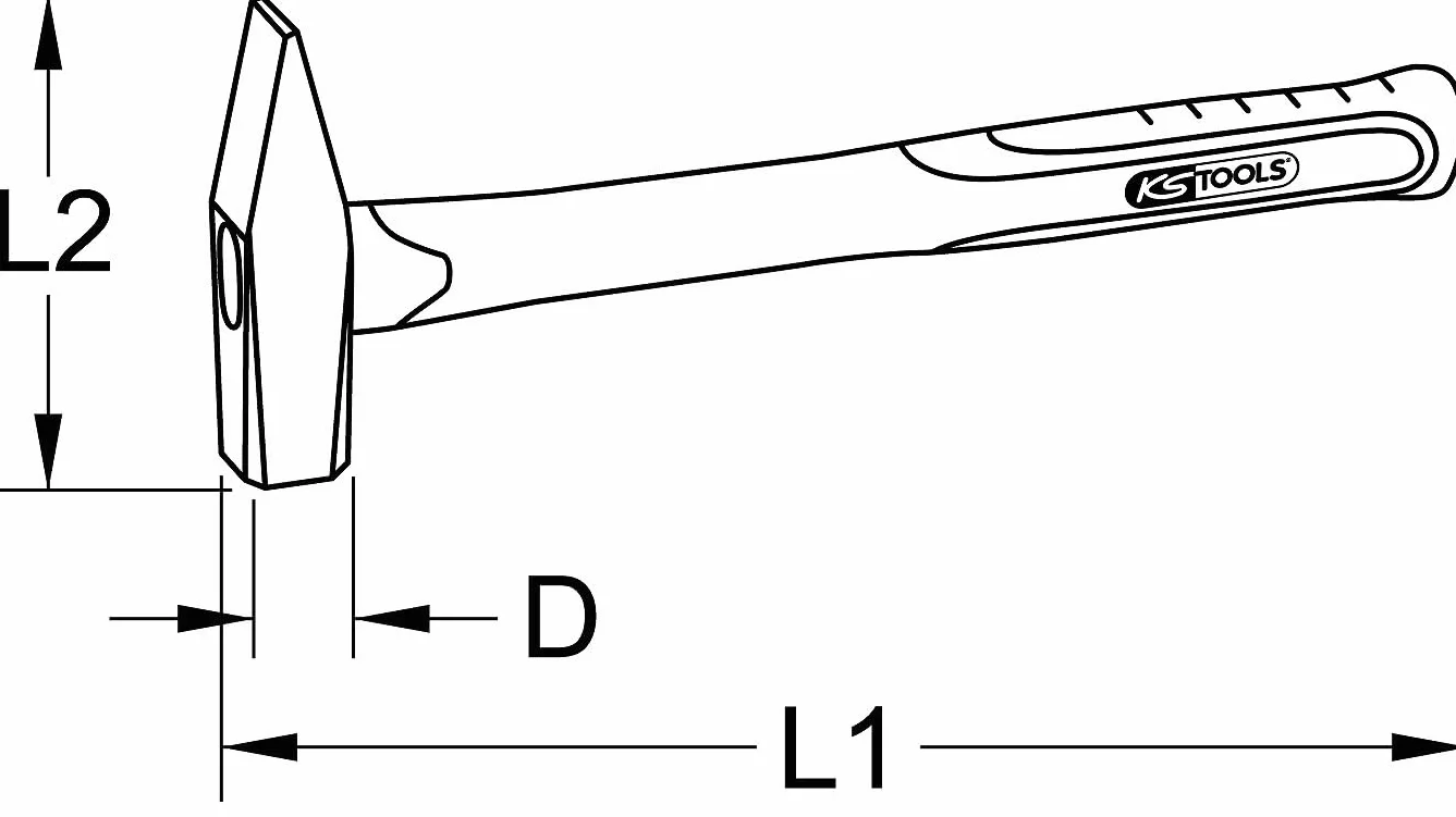 KS Tools 964.2042 STAL SZLACHETNA Młotek ślusarski z uchwytem z włókna szklanego,1000 g